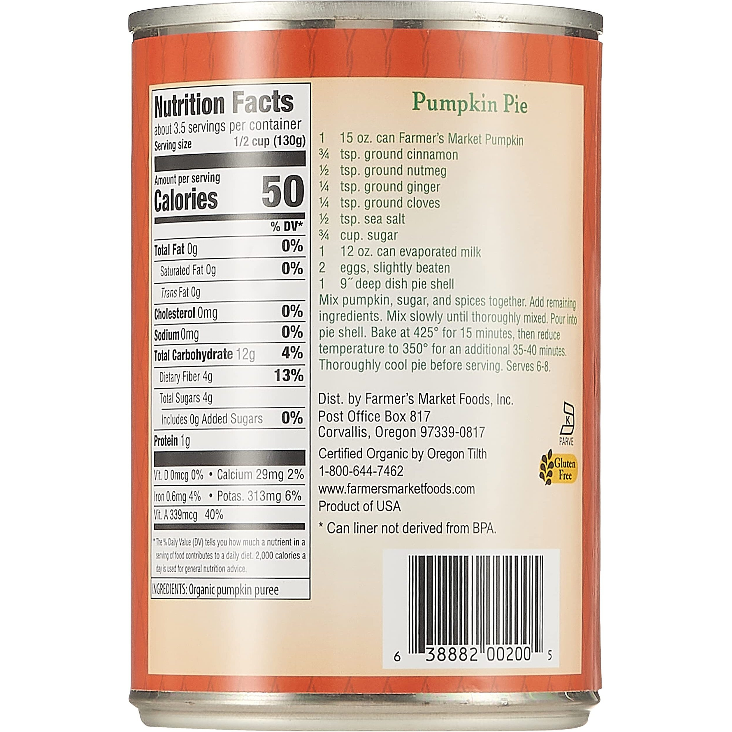 Farmers Market Foods Pumpkin Org, 15 Ounce (Pack Of 12)