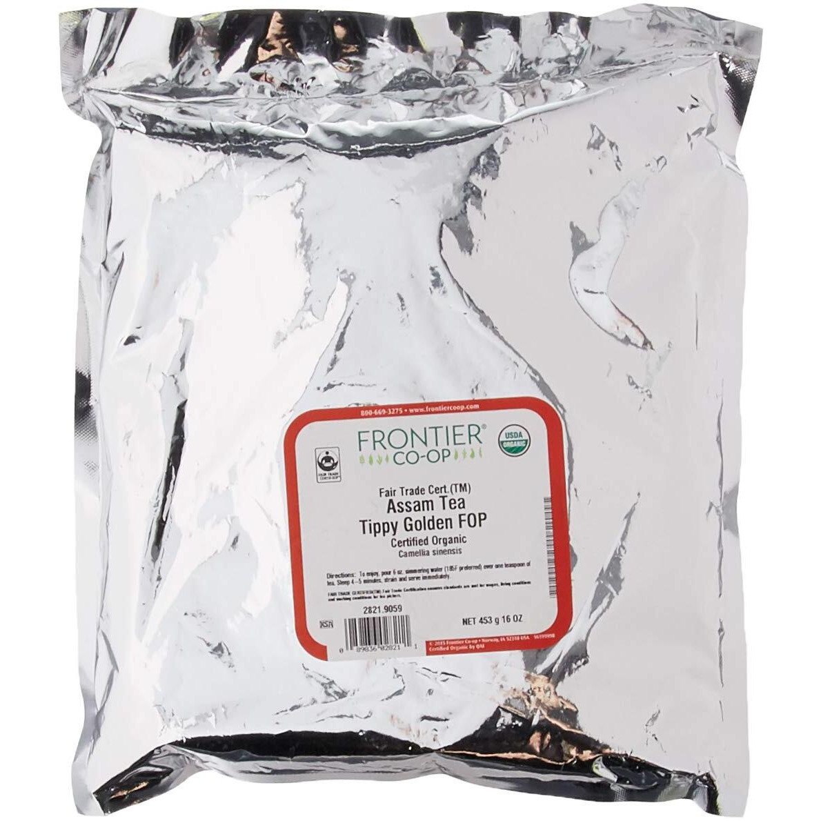 Frontier Co-Op Organic Tippy Golden Flowery Orange Pekoe Grade Tea, 1-Pound Bulk, Fair-Trade Black Assam Tea, Non Gmo