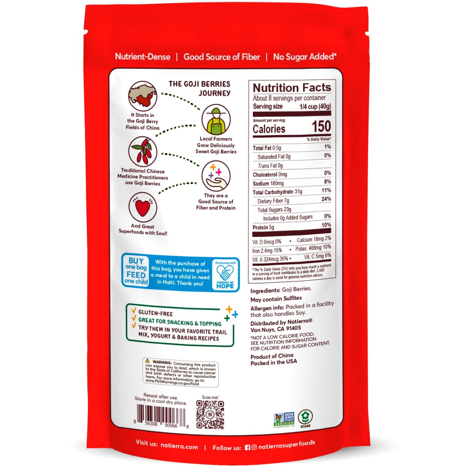 Natierra Himalania Goji Berries | Non-Gmo & Vegan | 12 Ounce