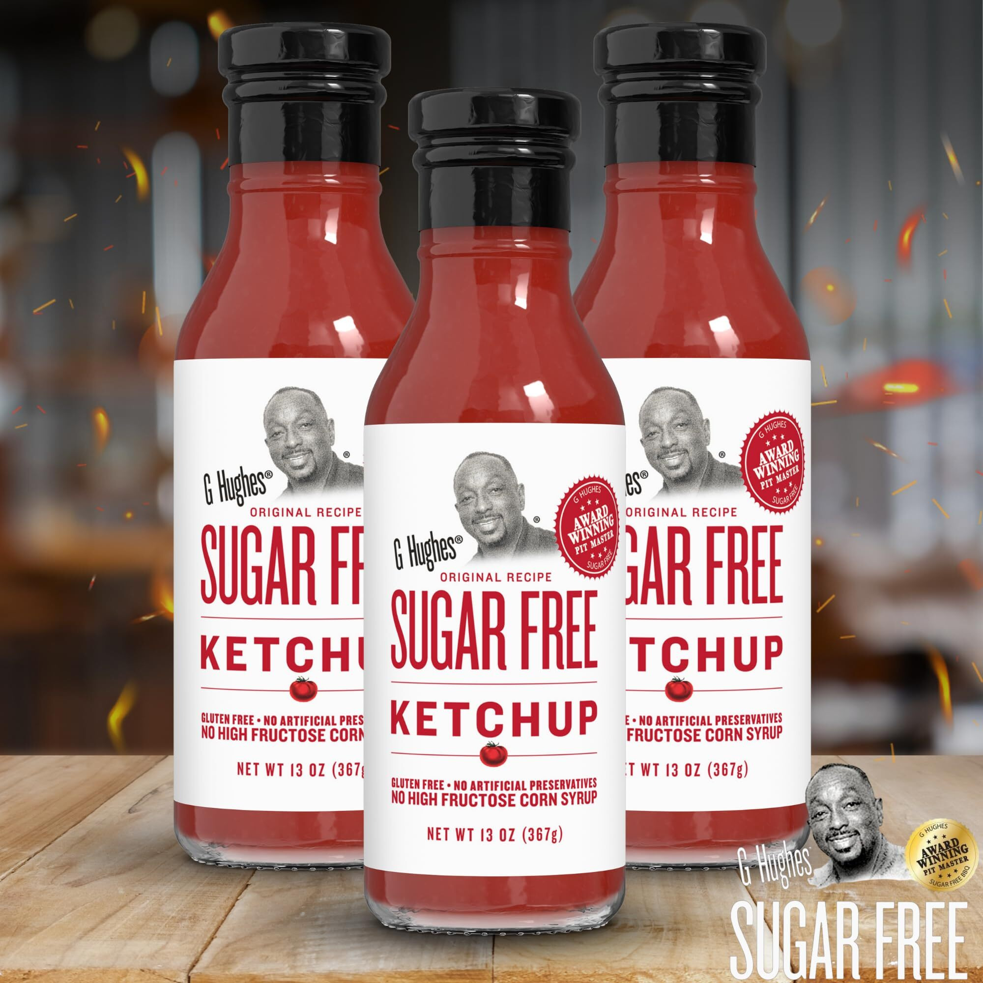 G Hughes Sugar Free Ketchup - Gluten Free, Preservation Free, Low Carb Ketchup, No Sugar Added Ketchup, Keto Condiments - 13 Oz (1-Pack)