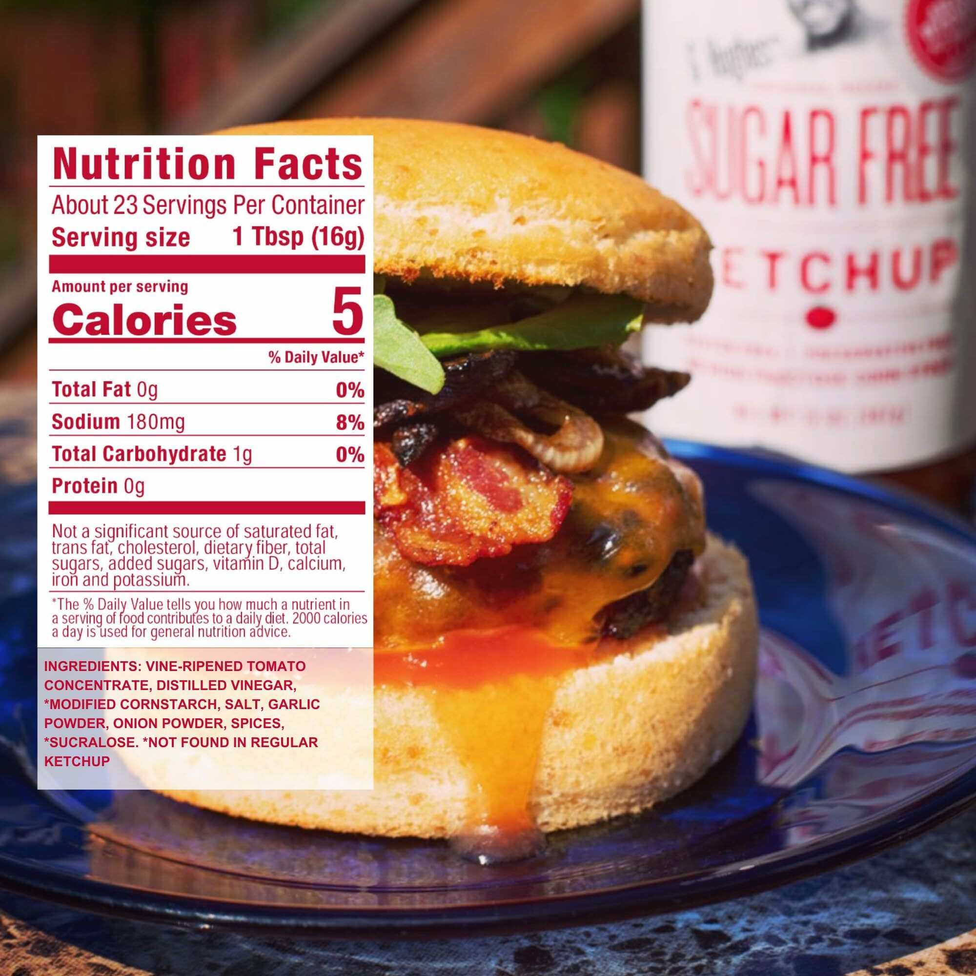 G Hughes Sugar Free Ketchup - Gluten Free, Preservation Free, Low Carb Ketchup, No Sugar Added Ketchup, Keto Condiments - 13 Oz (1-Pack)