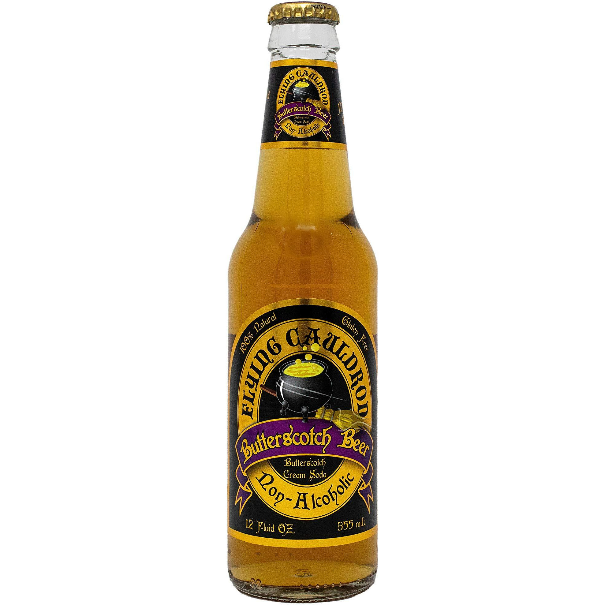 Flying Cauldron Butterscotch Beer (12 Fl Oz (Pack Of 4)), Vanilla Cream Soda Brew, All- Natural, Non-Alcoholic And Caffeine Free.