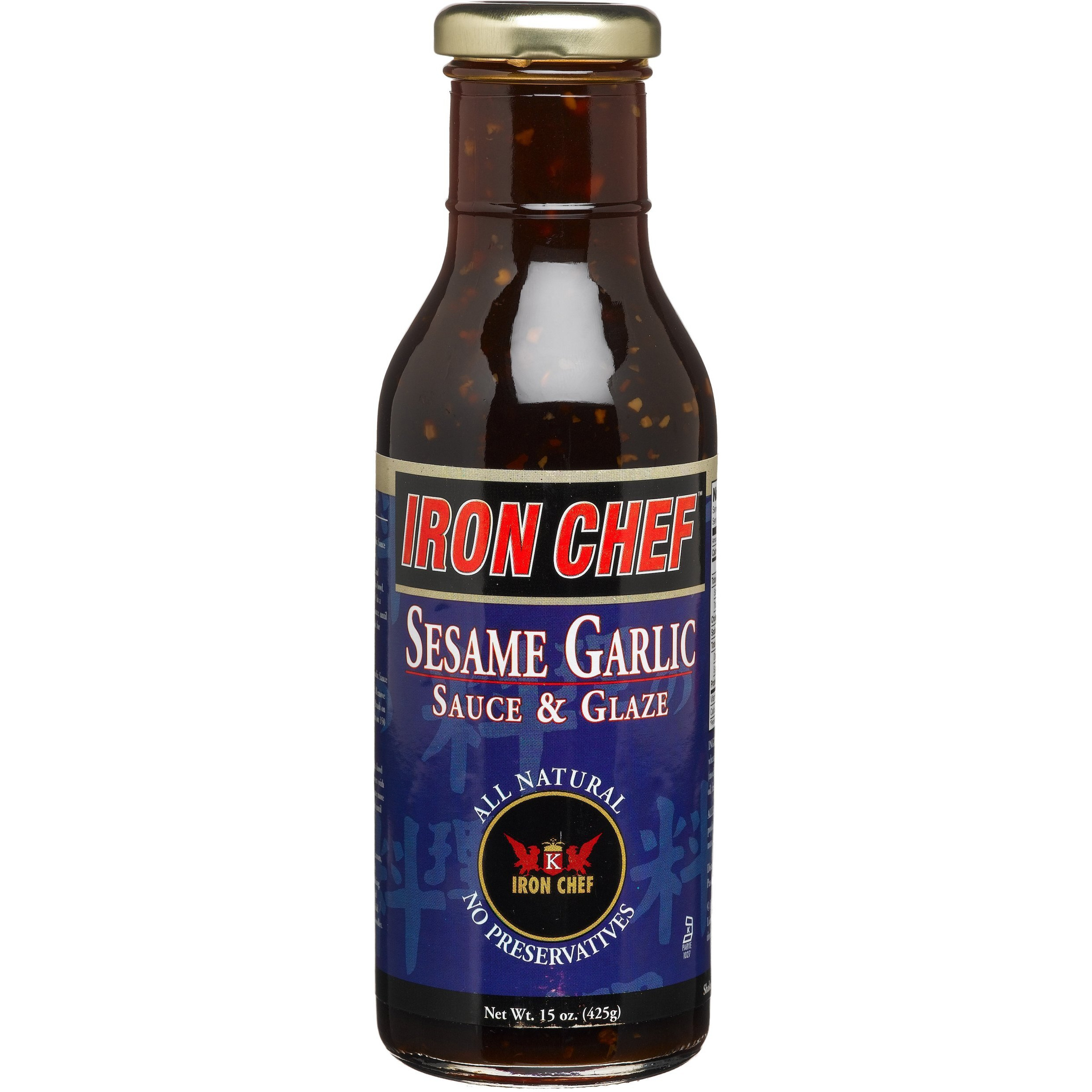 Iron Chef Sesame Garlic Sauce & Glaze, All Natural, Kosher, 15-Ounce Glass Bottles (Pack Of 3)