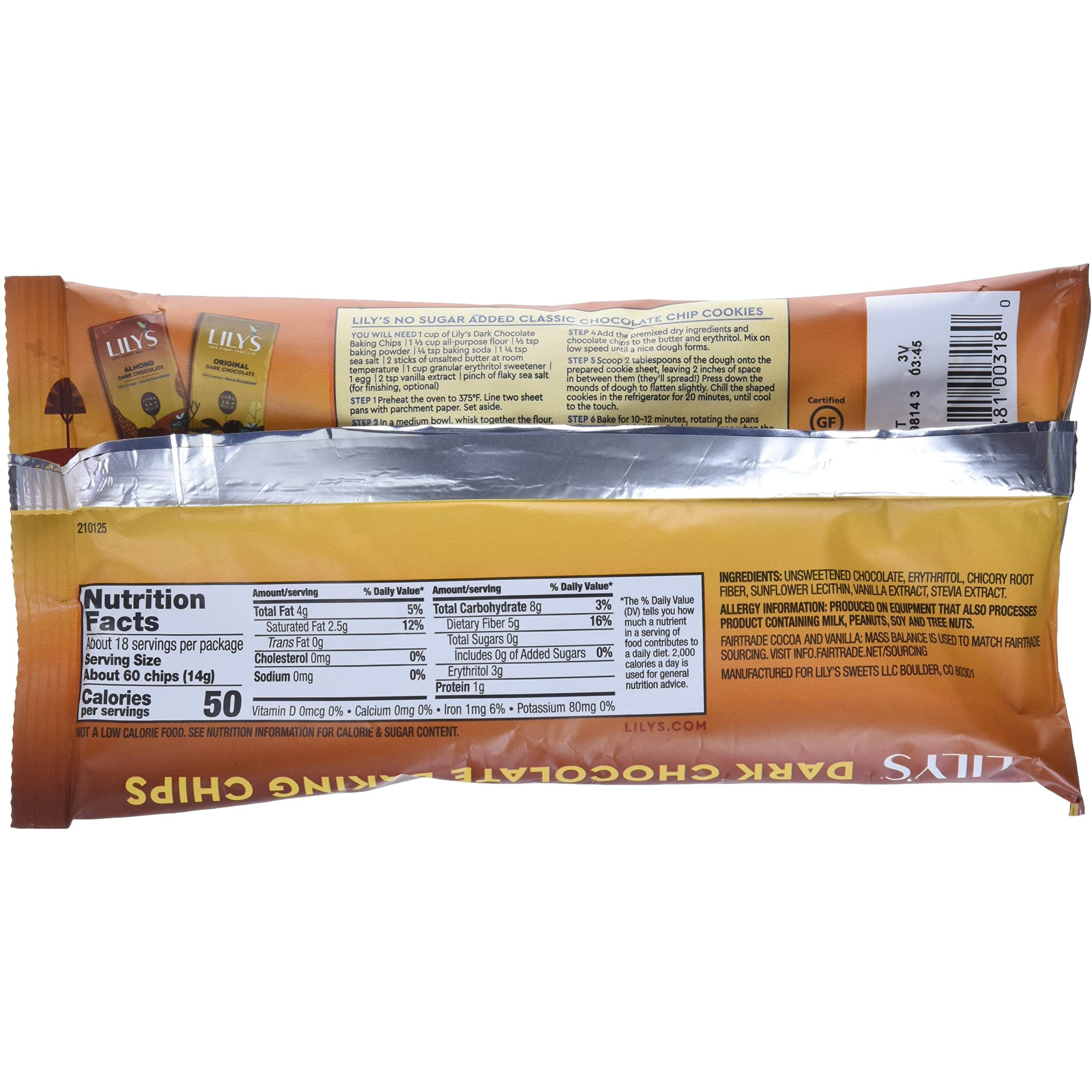 Lily's Sweets, Dark Chocolate Baking Chips, 9 Ounce