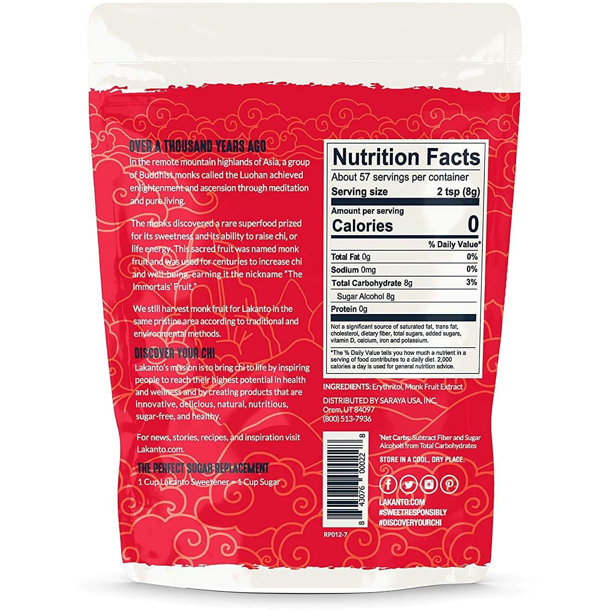 Lakanto Classic Monk Fruit Sweetener With Erythritol - White Sugar Substitute, Zero Calorie, Keto Diet Friendly, Zero Net Carbs, Baking, Extract, Sugar Replacement (Classic White - 1 Lb)