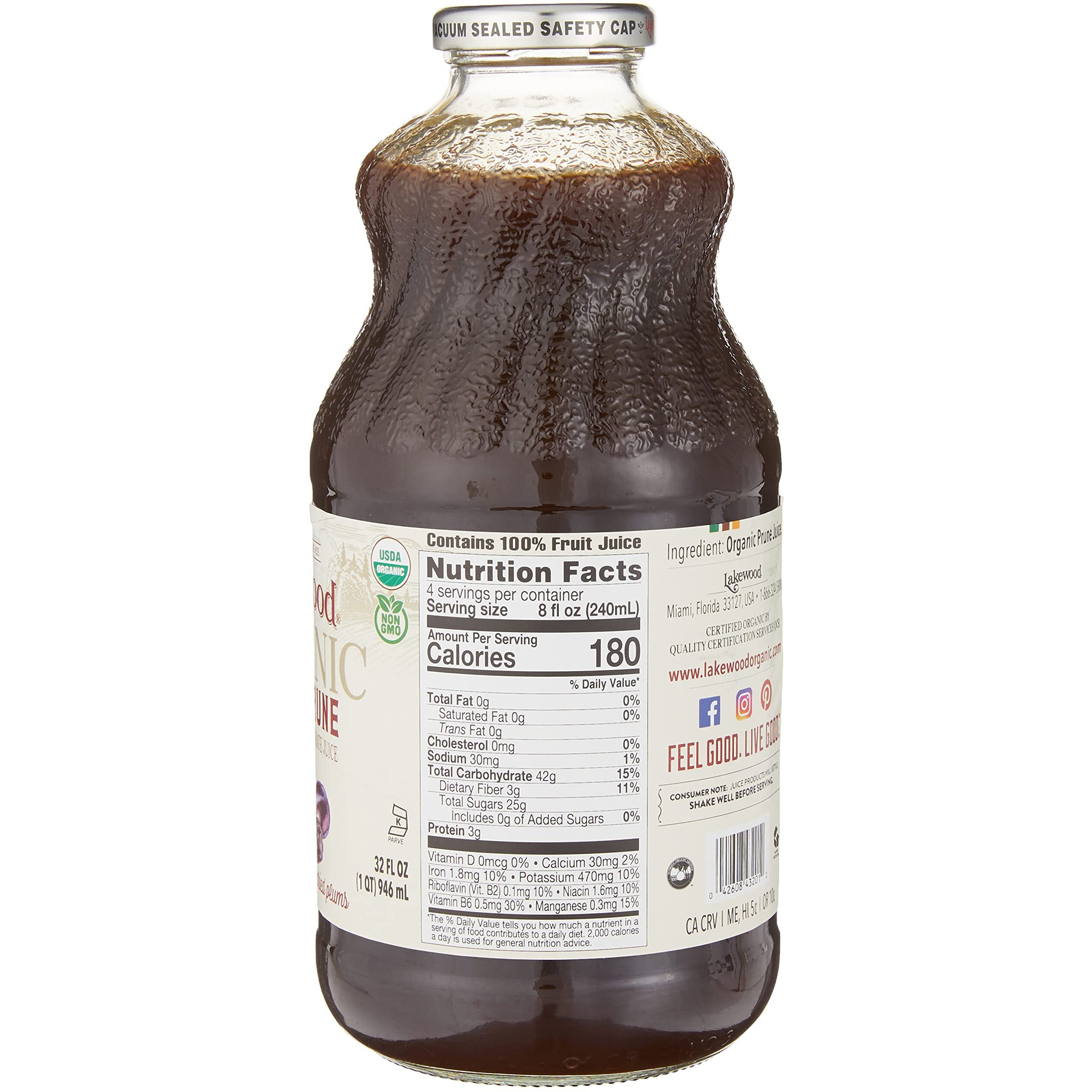 Lakewood Organic 100% Juice Pure Prune (1 X 32 Fl Oz)