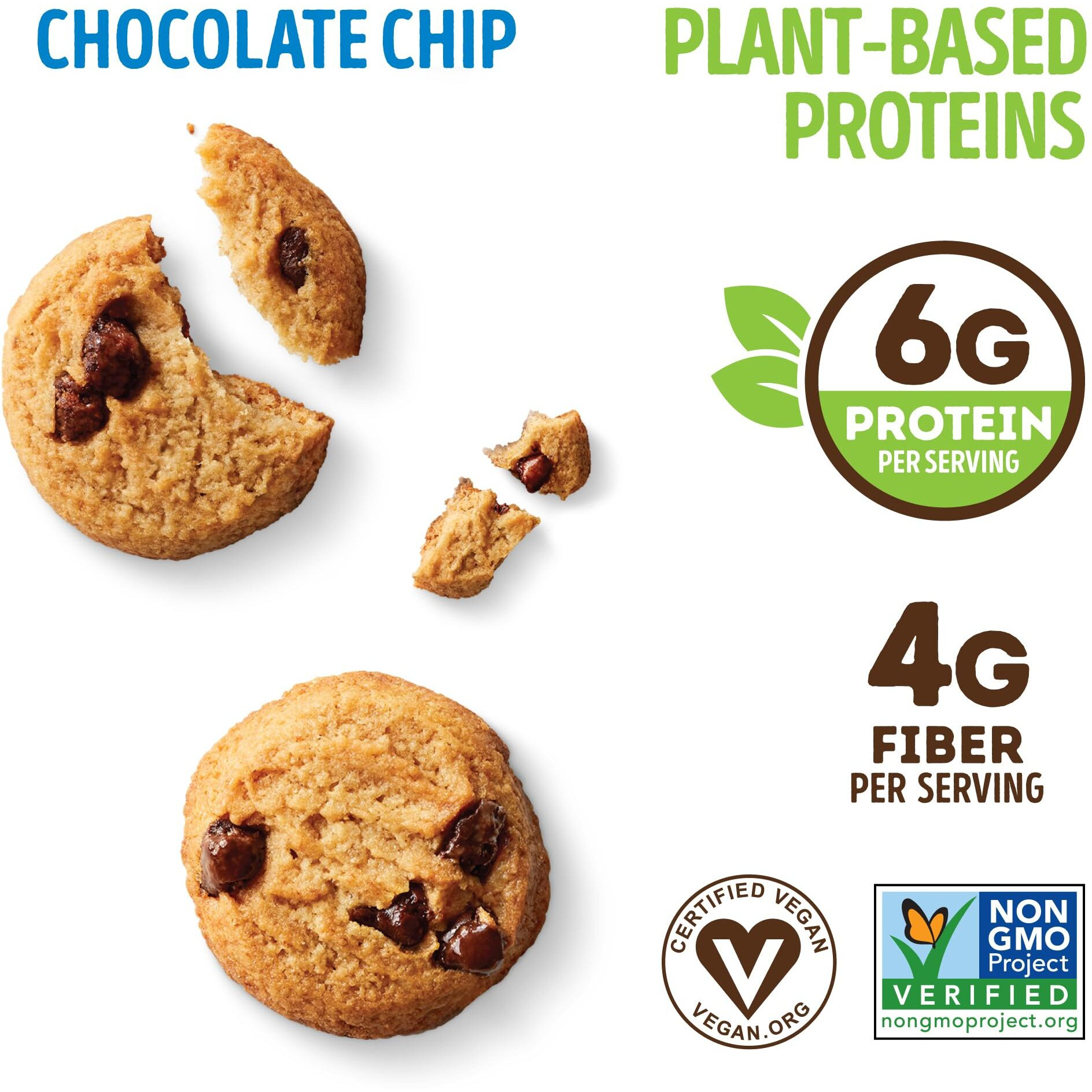 Lenny & Larry's The Complete Crunchy Cookie, Chocolate Chip, 6G Plant Protein, Vegan, Non-Gmo, 1.25 Ounce Pouch (Pack Of 12)