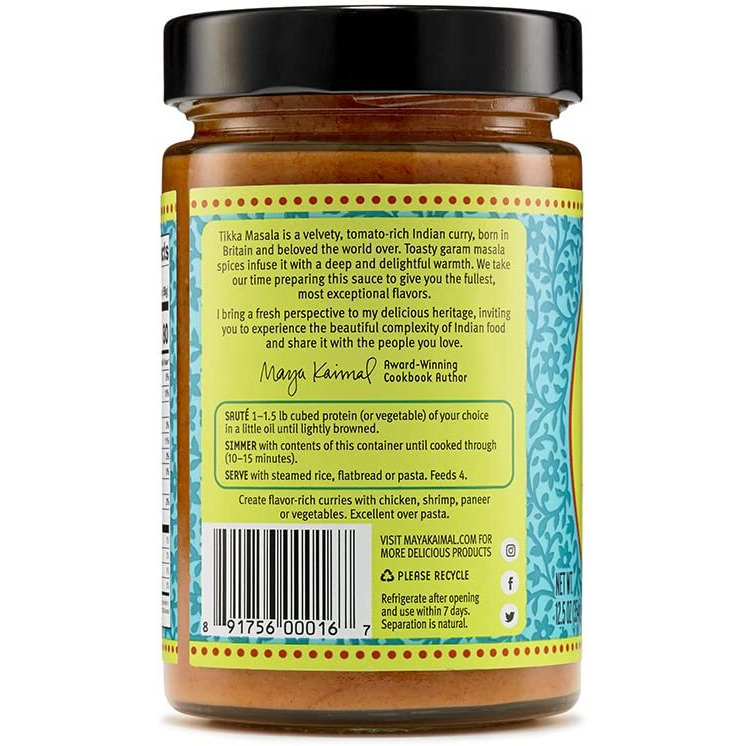 Maya Kaimal Tikka Masala Sauce, Mild Indian Simmer Sauce With Tomato And Garammasala Spices. Vegetarian, Gluten Free, 12.5 Oz