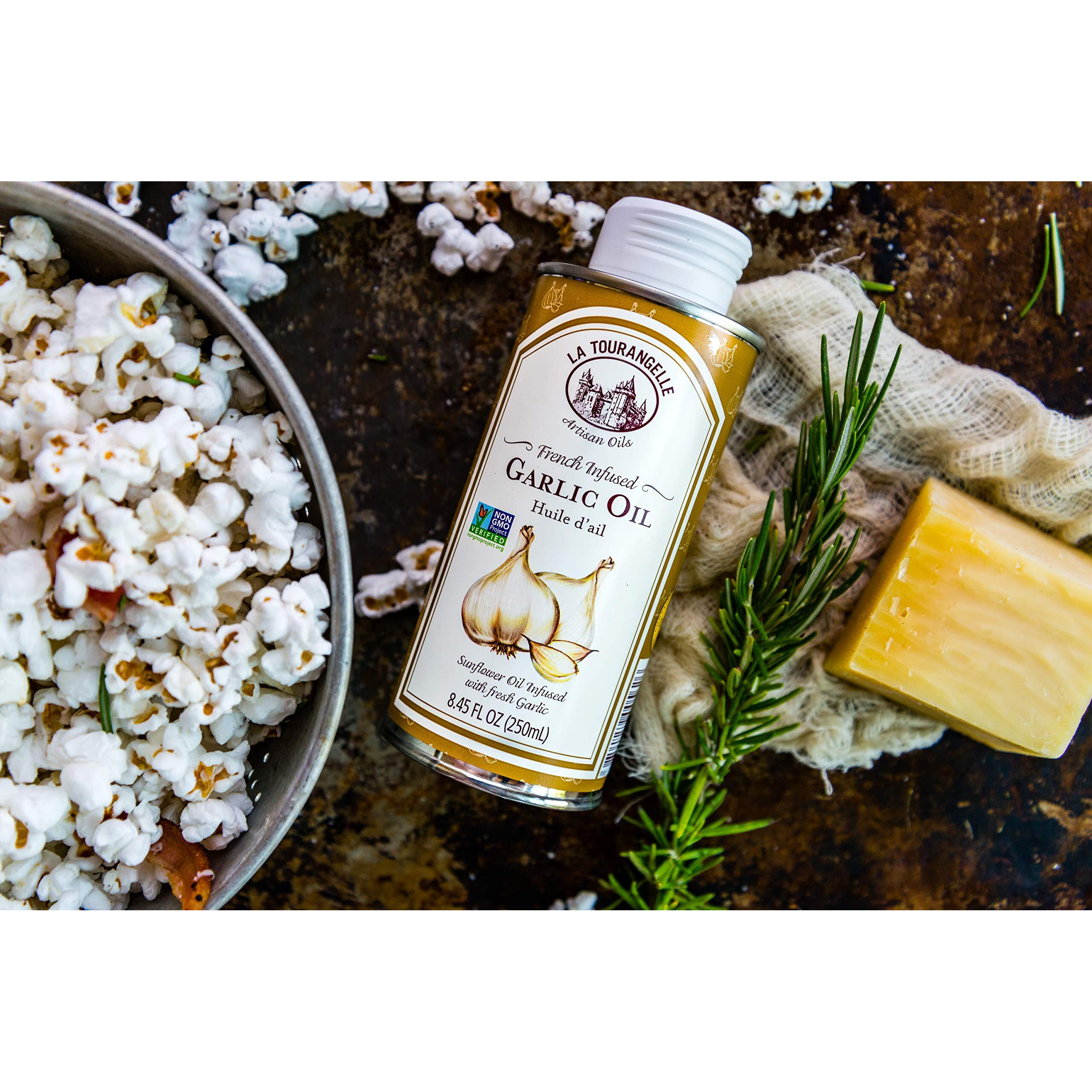 La Tourangelle, Garlic Oil, High Oleic Oil For Cooking Pastas, Salad Dressings, Drizzle On Popcorn, Irresistible Aroma And Flavor, 8.45 Fl Oz