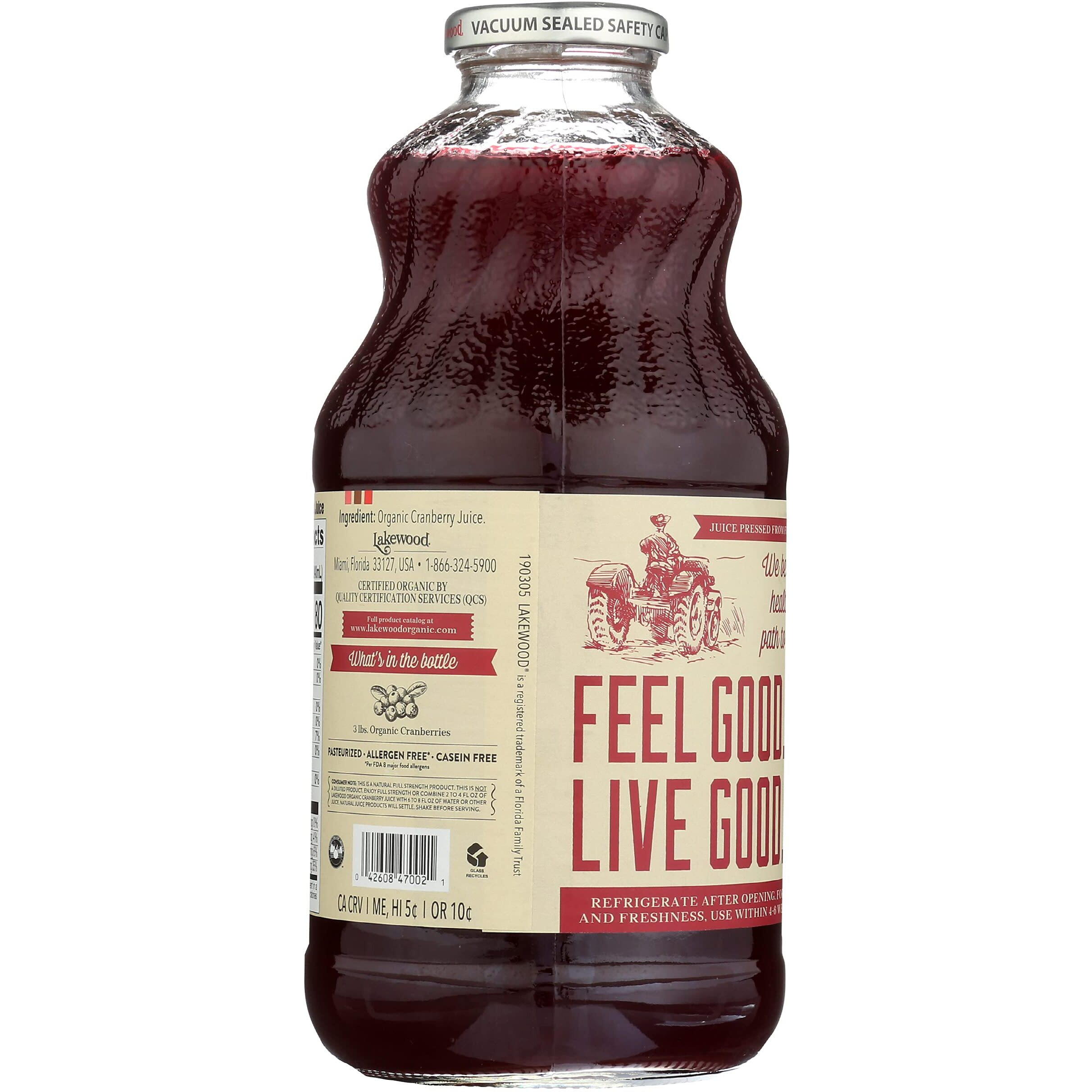 Lakewood Organic Cranberry Juice, 32 Fl Oz