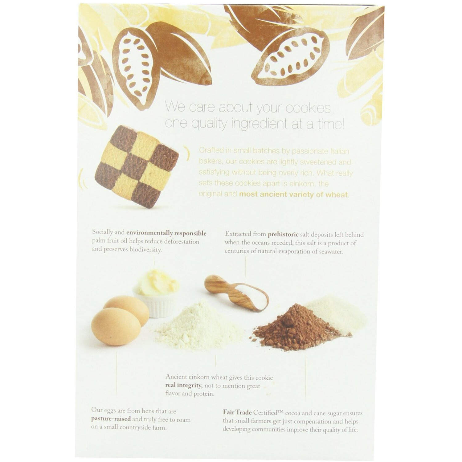 Jovial Organic Einkorn Checkerboard Cookies - Organic Cookies, High Protein, Fair Trade Certified, All Natural Ingredients, Low Carb, Low Sugar, Palm Done Right - 8.8 Oz, 6 Pack