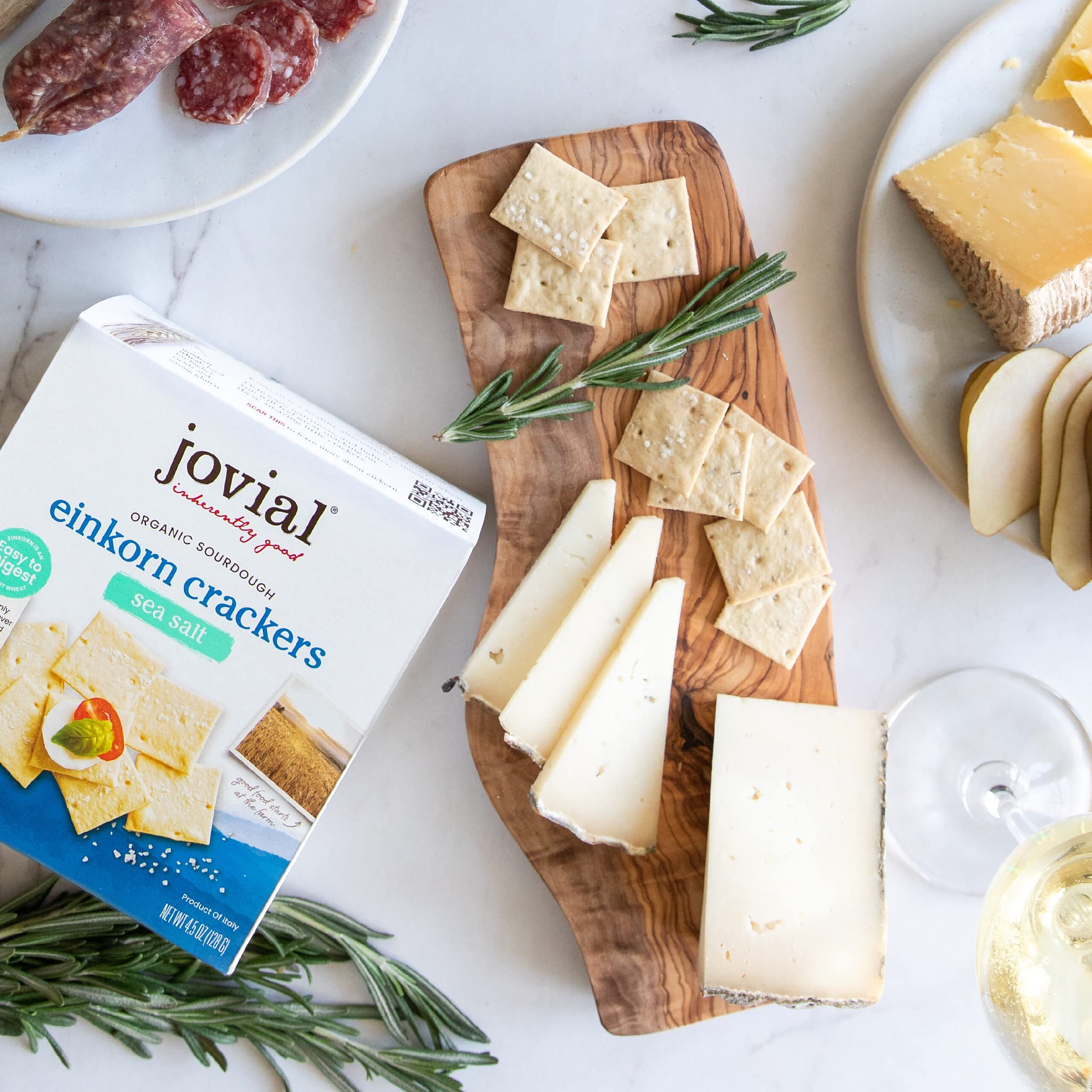 Jovial Organic Sourdough Einkorn Sea Salt Crackers - Sourdough Crackers, Crackers For Cheese Platter, Made With Einkorn, Usda Organic, Non-Gmo - 4.5 Oz, 1 Pack