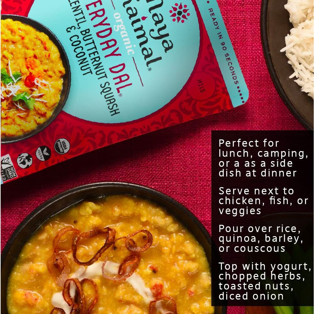 Maya Kaimal - Organic Indian Everyday Dal - Red Lentil 10Oz - Fully Cooked With Butternut Squash And Coconut - Vegan - Microwavable - Ready To Eat Meals- Pack Of 6