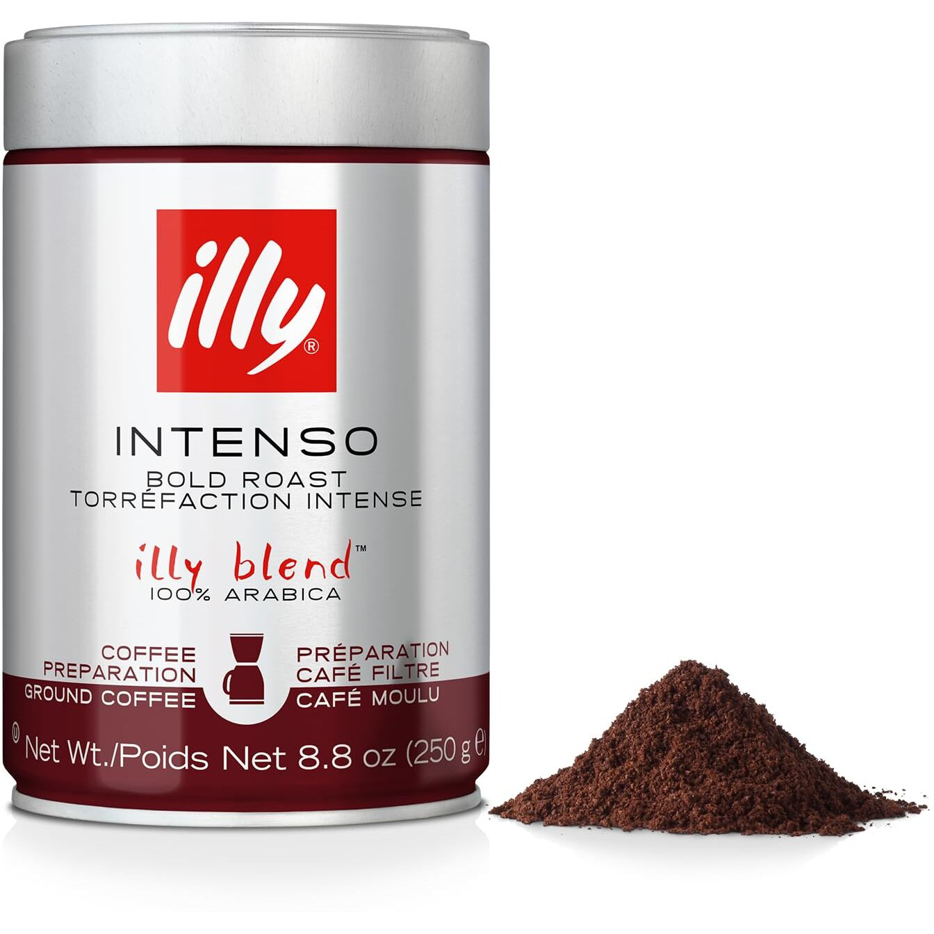 Illy Drip Coffee - Ground Coffee - 100% Arabica Ground Coffee - Intenso Dark Roast - Warm Notes Of Cocoa & Dried Fruit - No Preservatives - Full-Bodied - 8.8 Ounce