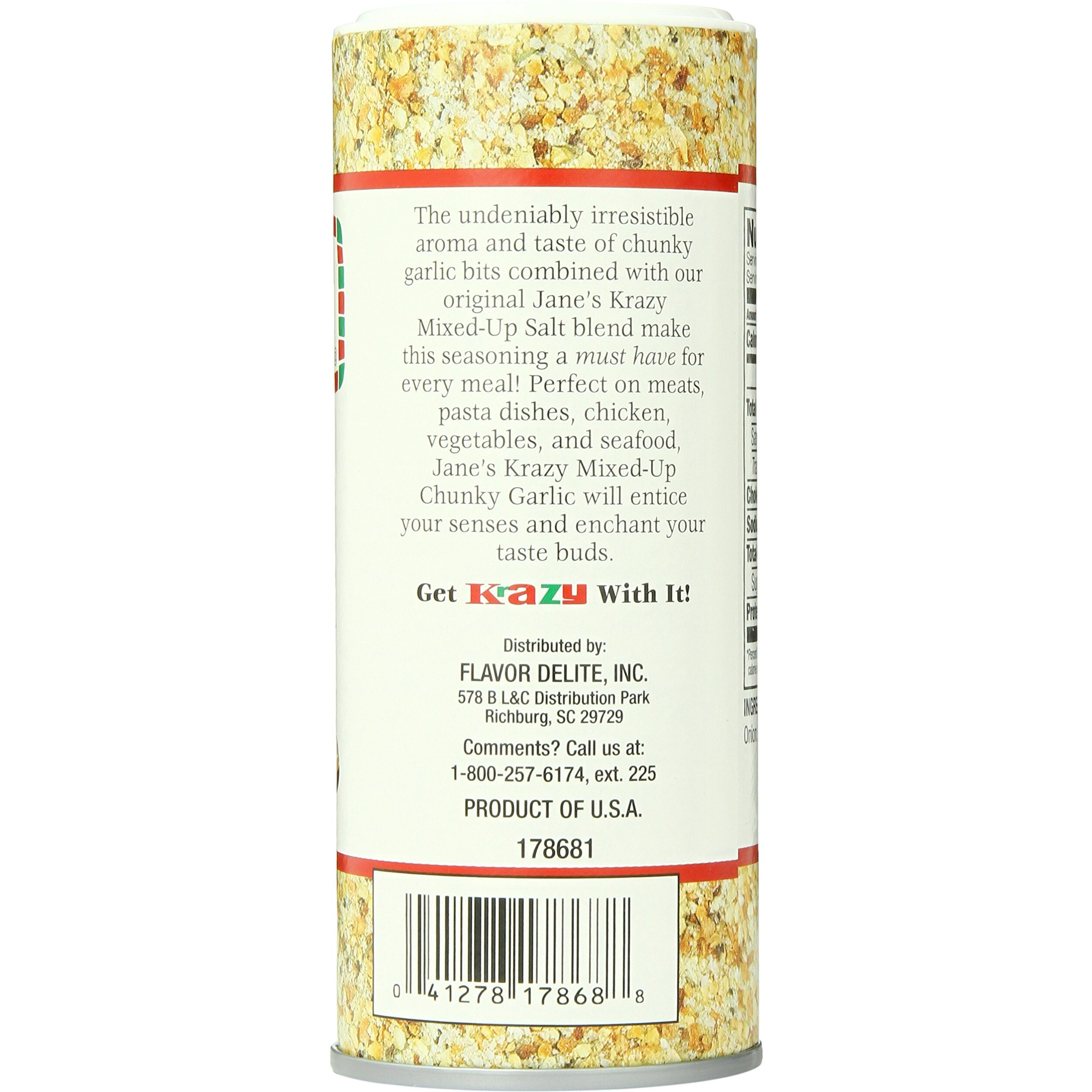 Jane's Krazy Chunky Mixed-Up Garlic Seasoning, 4.75 Ounce (Packing May Vary)