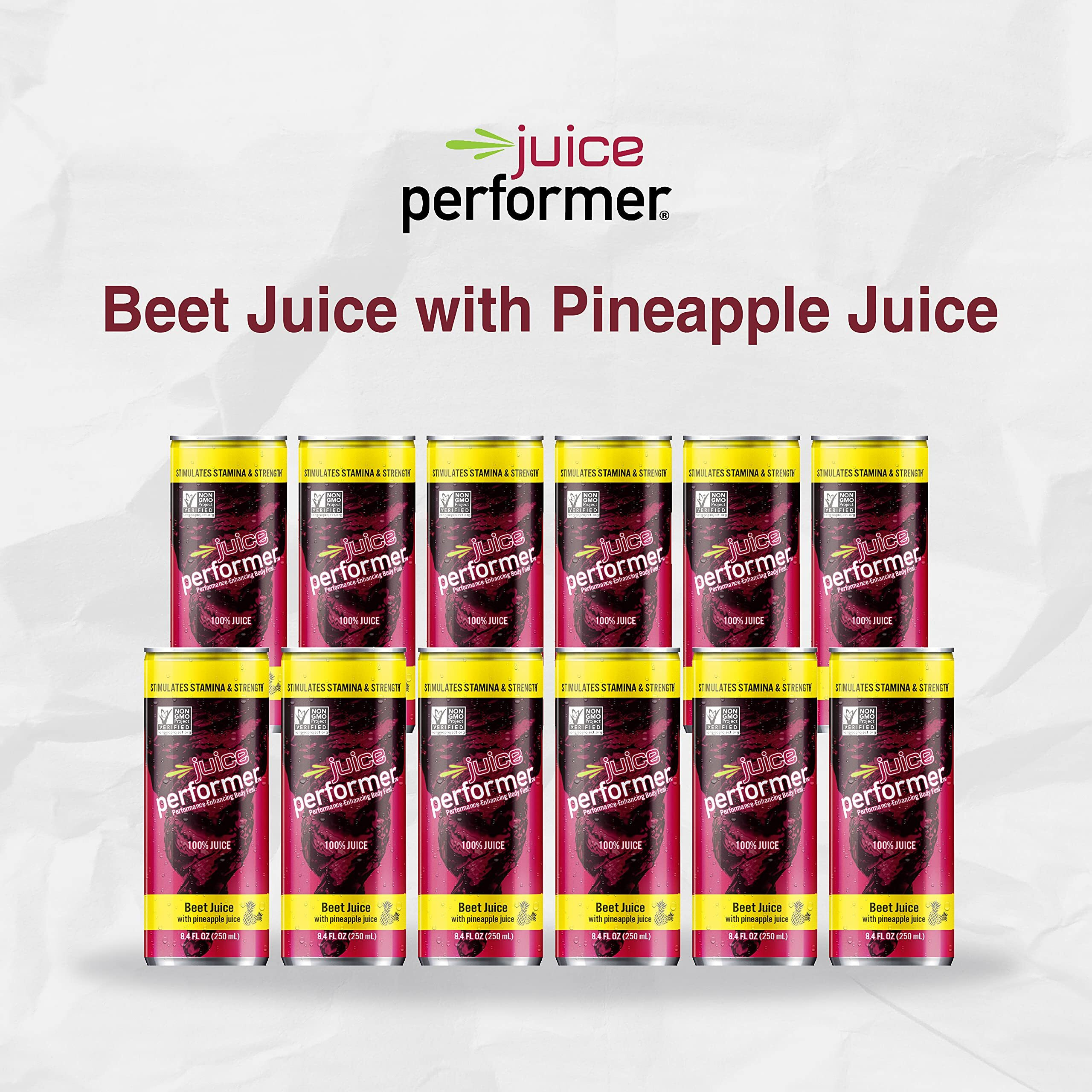 Juice Performer Beet Juice With Pineapple Juice - Natural Beetroot & Pineapple - Boosts Stamina, Strength & Muscle Recovery - Vegetable Juice, Superfood Athletic Fuel 8.4 Fl.Oz. (12 Pk)