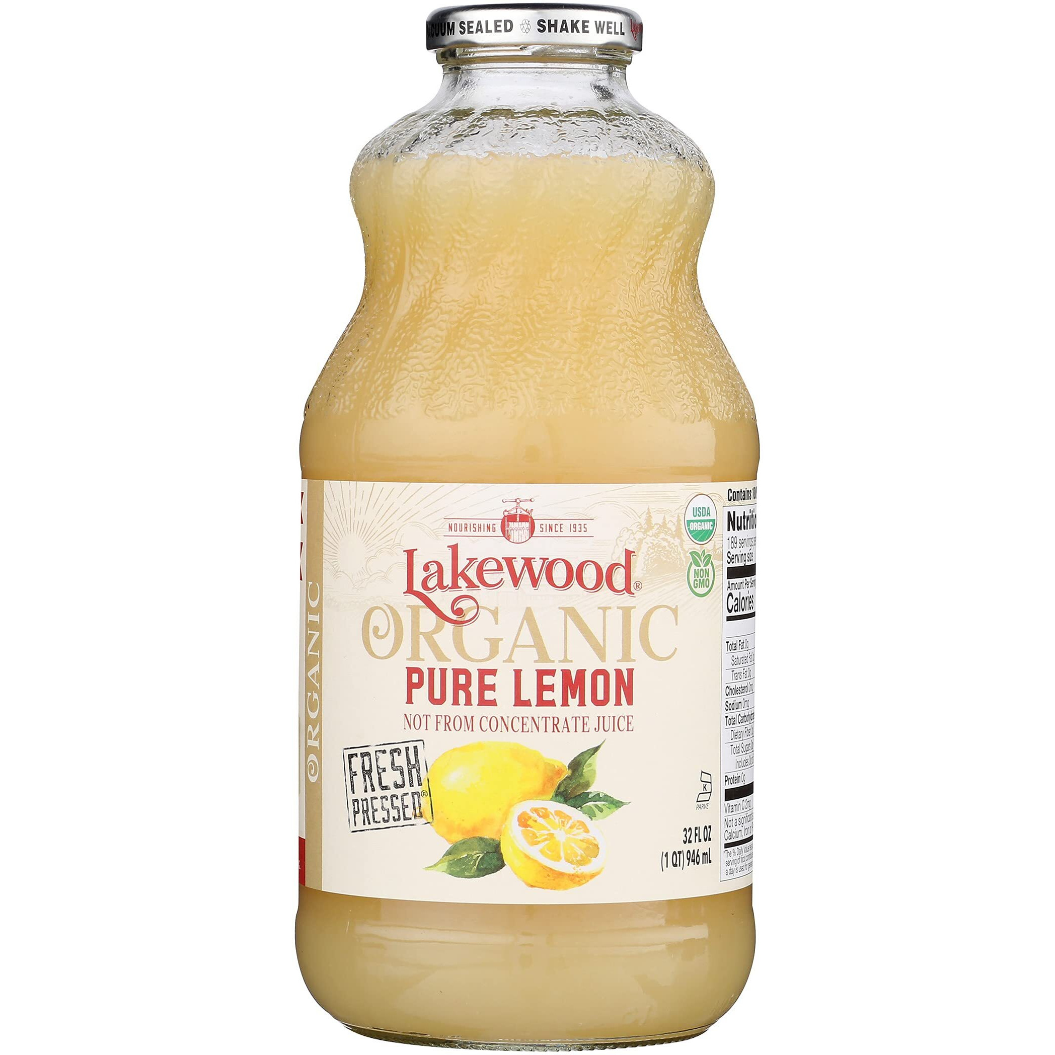 Lakewood Organic Pure Lemon, 32 Ounce (Pack Of 6)