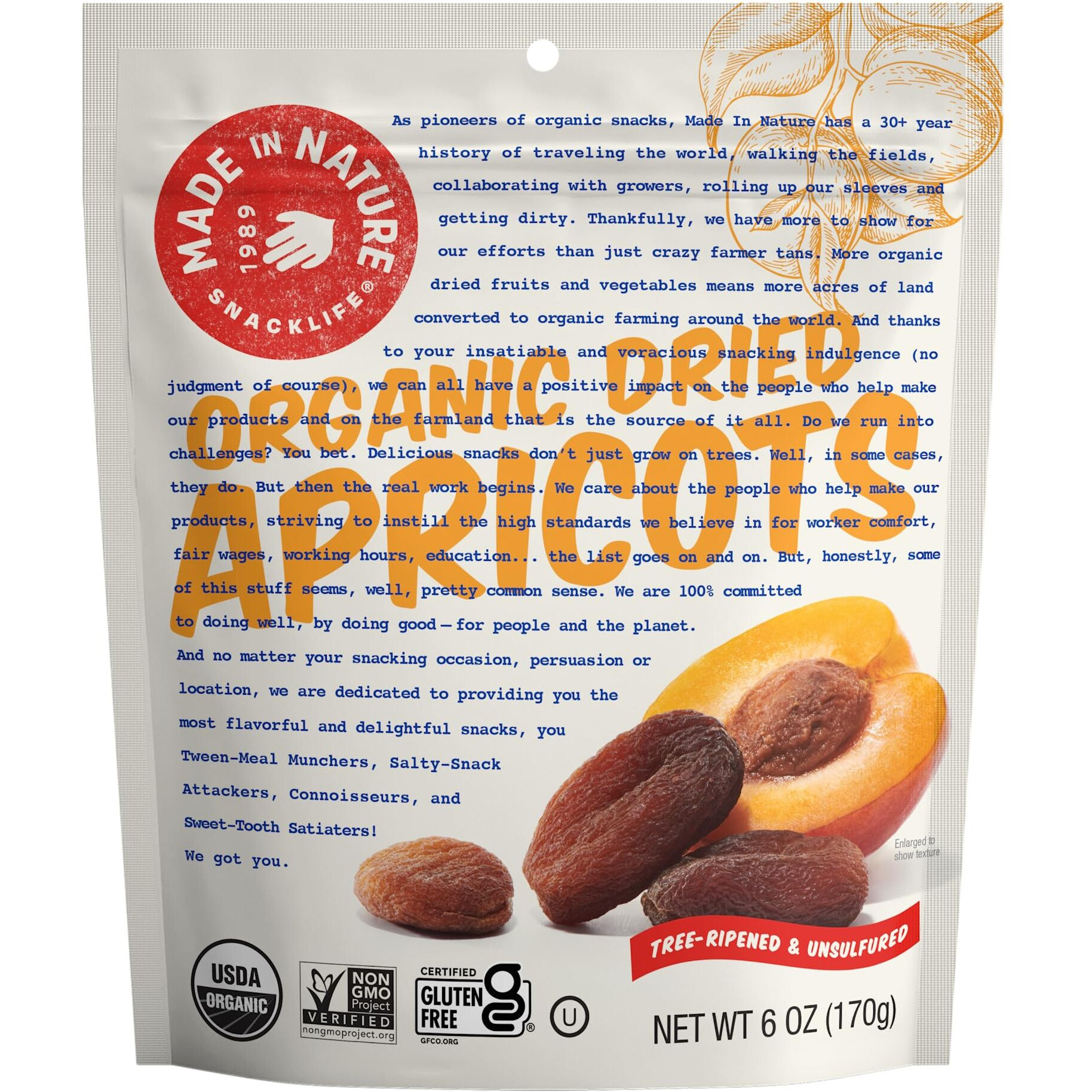 Made In Nature Organic Dried Apricots, 6 Oz