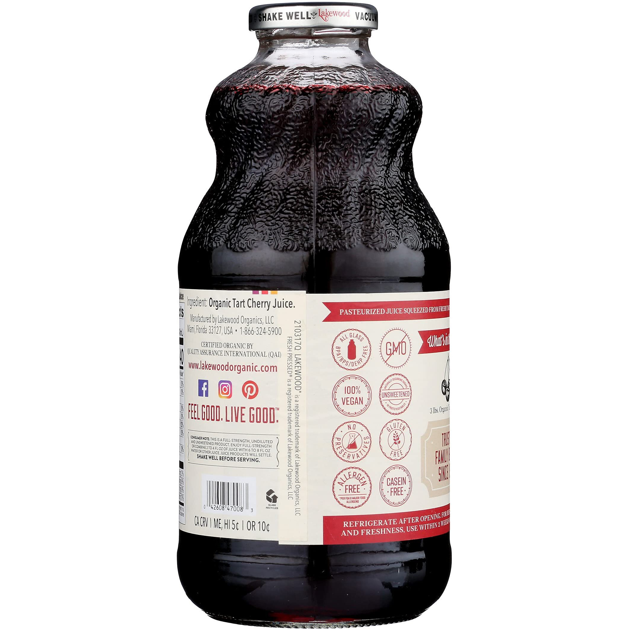 Lakewood Pure Tart Cherry, Fresh Pressed, (32 Fl Oz (Pack Of 6))