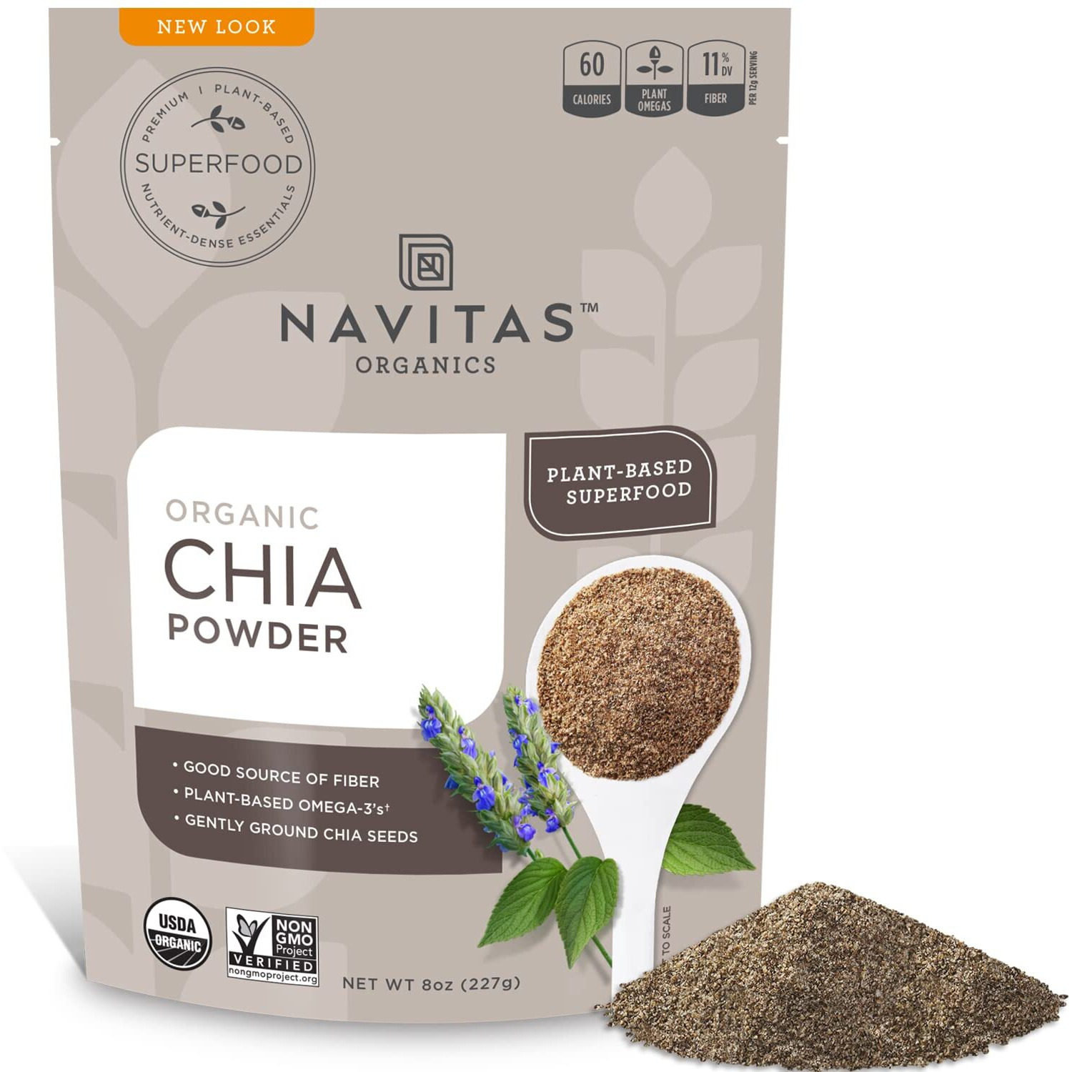 Navitas Organics Chia Seed Powder, 8Oz. Bag, 19 Servings - Organic, Non-Gmo, Gluten-Free
