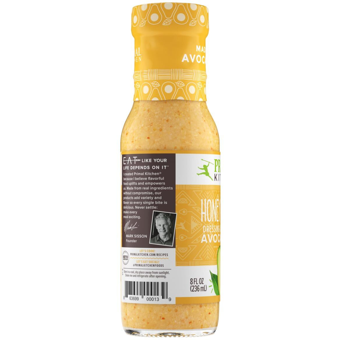 Primal Kitchen Honey Mustard Vinaigrette & Marinade Salad Dressing Made With Avocado Oil, Certified Paleo & Keto Certified, 8 Fluid Ounces