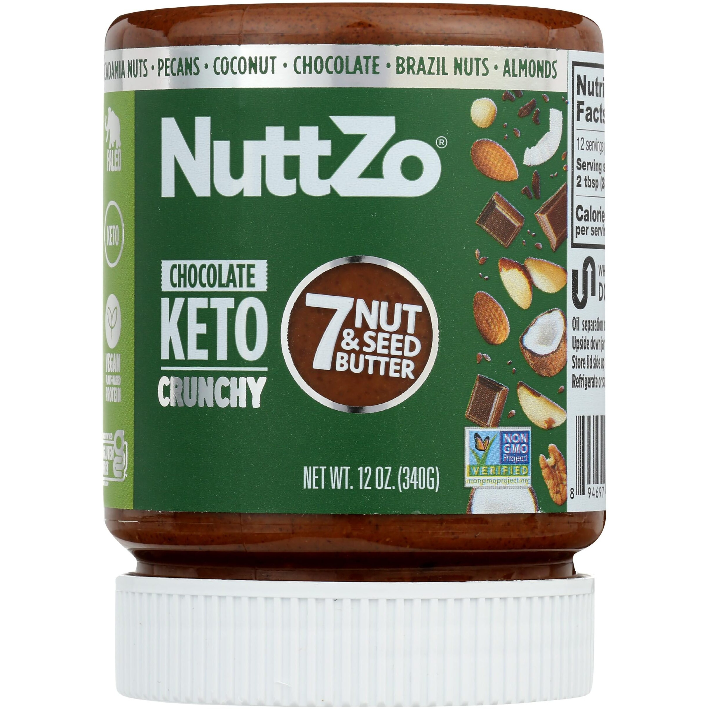 Nuttzo Coconut Almond Dark Chocolate Keto Mixed Nut And Seed Butter | 7 Nuts & Seeds Blend, Keto-Friendly, Gluten-Free, Vegan, Kosher | No Added Sugar Or Oil | 4G Net Carbs | 12Oz Jar
