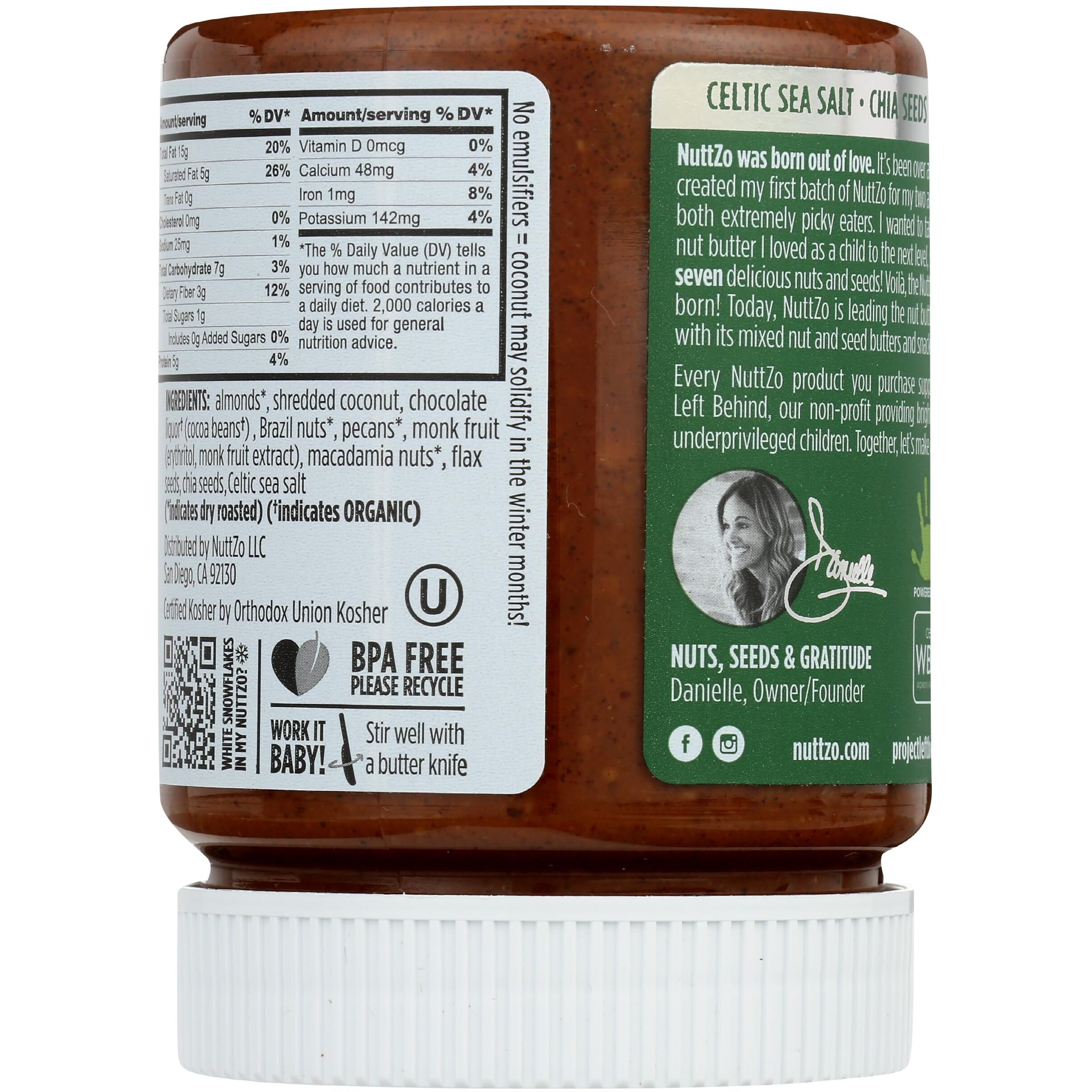 Nuttzo Coconut Almond Dark Chocolate Keto Mixed Nut And Seed Butter | 7 Nuts & Seeds Blend, Keto-Friendly, Gluten-Free, Vegan, Kosher | No Added Sugar Or Oil | 4G Net Carbs | 12Oz Jar