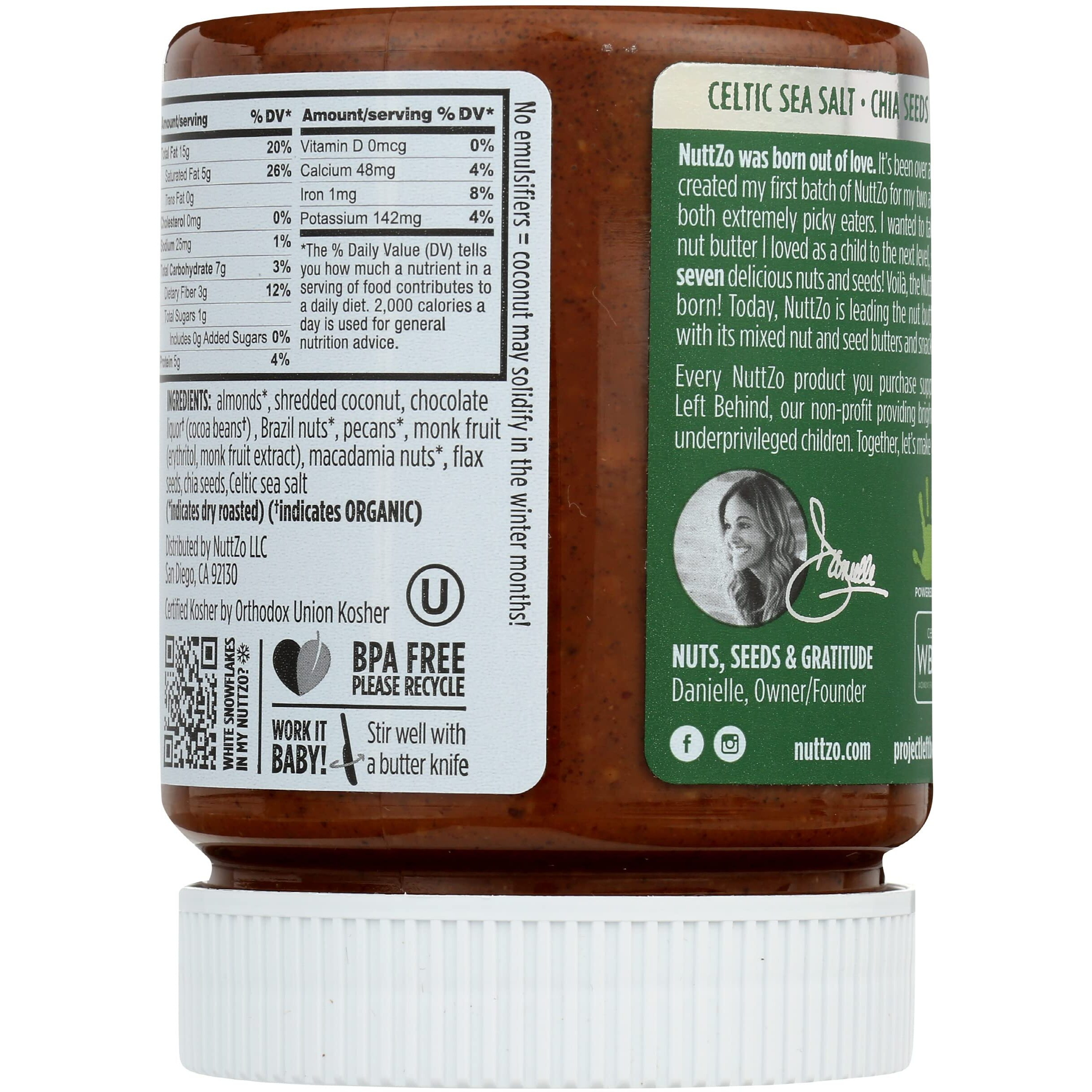 Nuttzo Coconut Almond Dark Chocolate Keto Mixed Nut And Seed Butter | 7 Nuts & Seeds Blend, Keto-Friendly, Gluten-Free, Vegan, Kosher | No Added Sugar Or Oil | 4G Net Carbs | 12Oz Jar