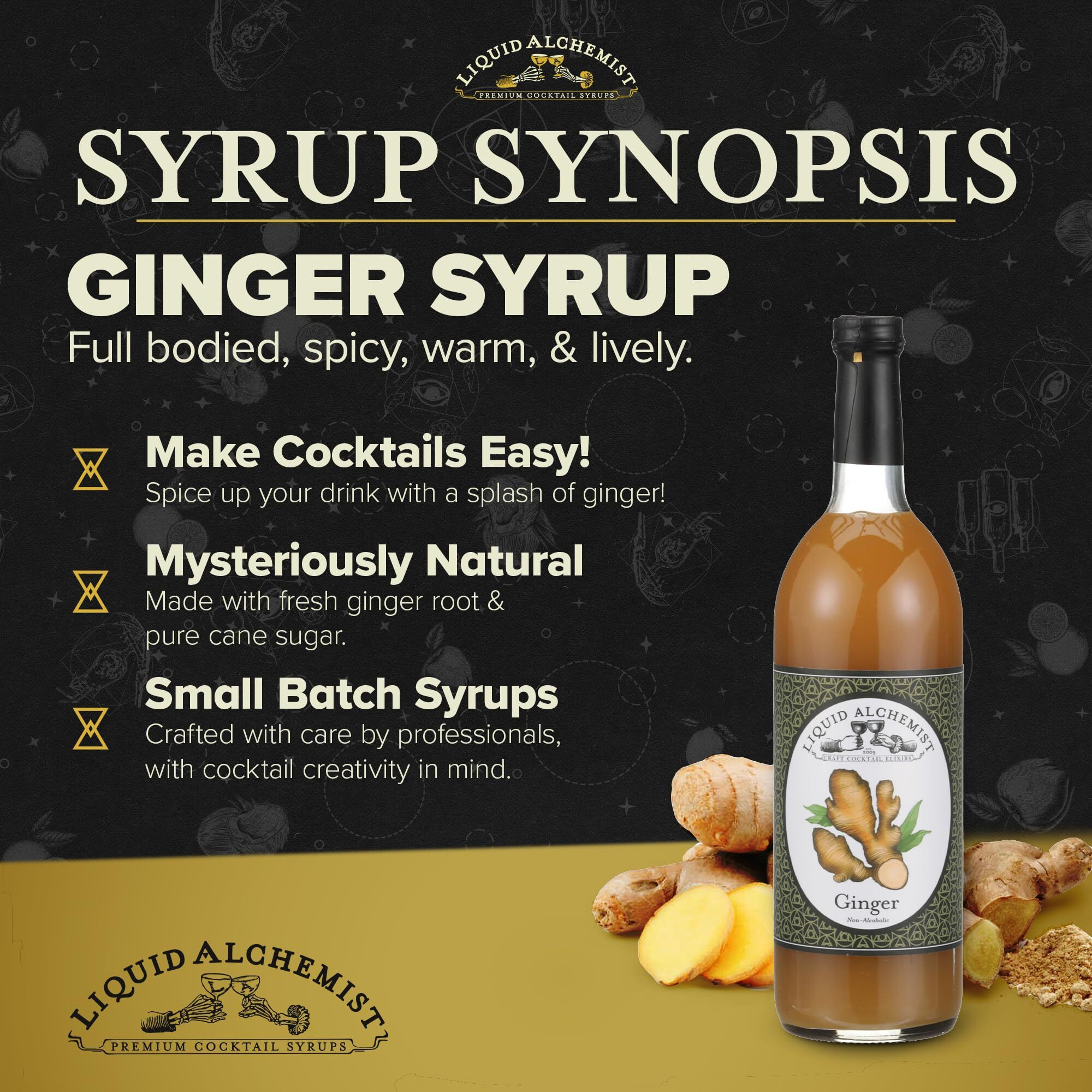 Liquid Alchemist Ginger Syrup For Cocktails - Real Ingredients Make Our Liquid Ginger Puree For Cocktails The Perfect Moscow Mule Cocktail Syrup - Our Moscow Mule Syrup Is Non-Gmo, & Vegan (25 Oz)