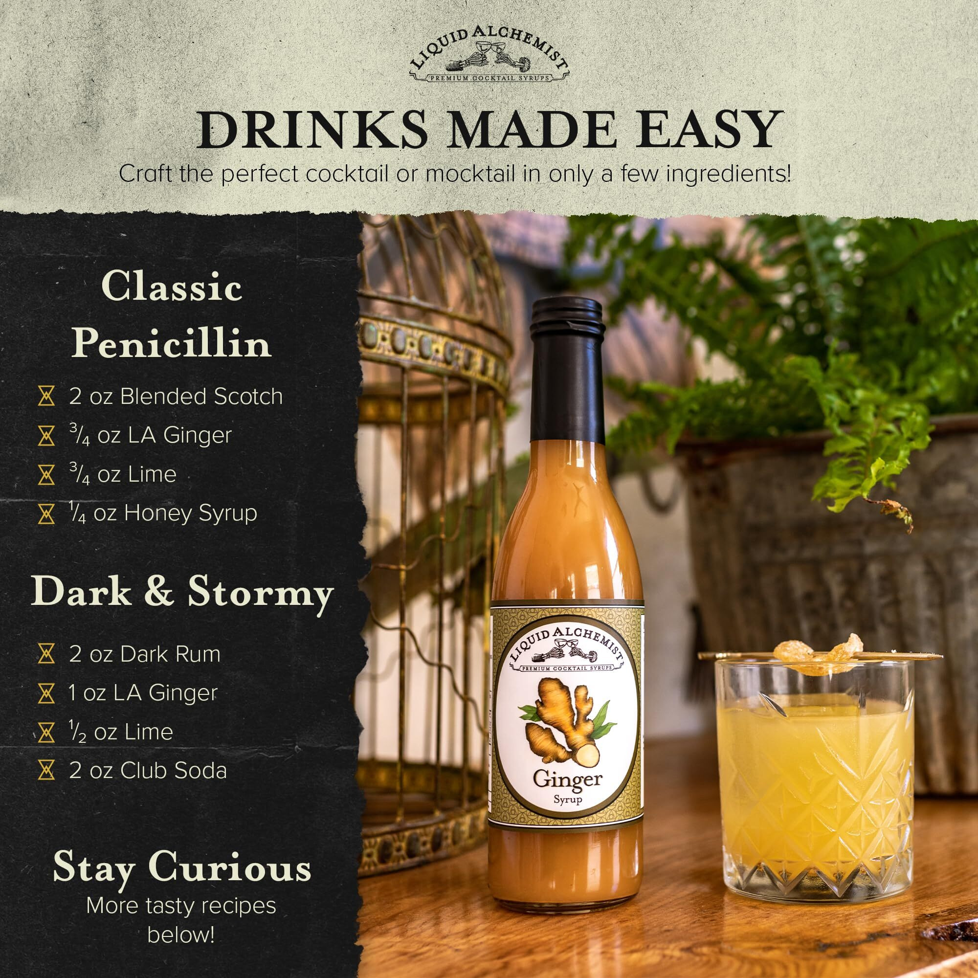 Liquid Alchemist Ginger Syrup For Cocktails - Real Ingredients Make Our Liquid Ginger Puree For Cocktails The Perfect Moscow Mule Cocktail Syrup - Our Moscow Mule Syrup Is Non-Gmo, & Vegan (25 Oz)