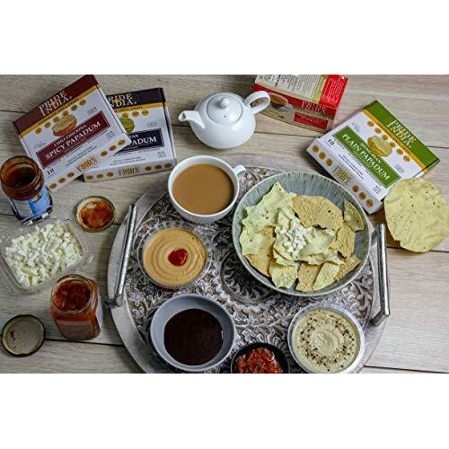Pride Of India - Spicy Chickpea Masala Papadum Lentil Crisp, Pack Of 6 - 10 Count Box (3.53Oz - 100Gm) - Instant Popping Chips, Gluten-Free Crackers, Healthy Indian Snacks