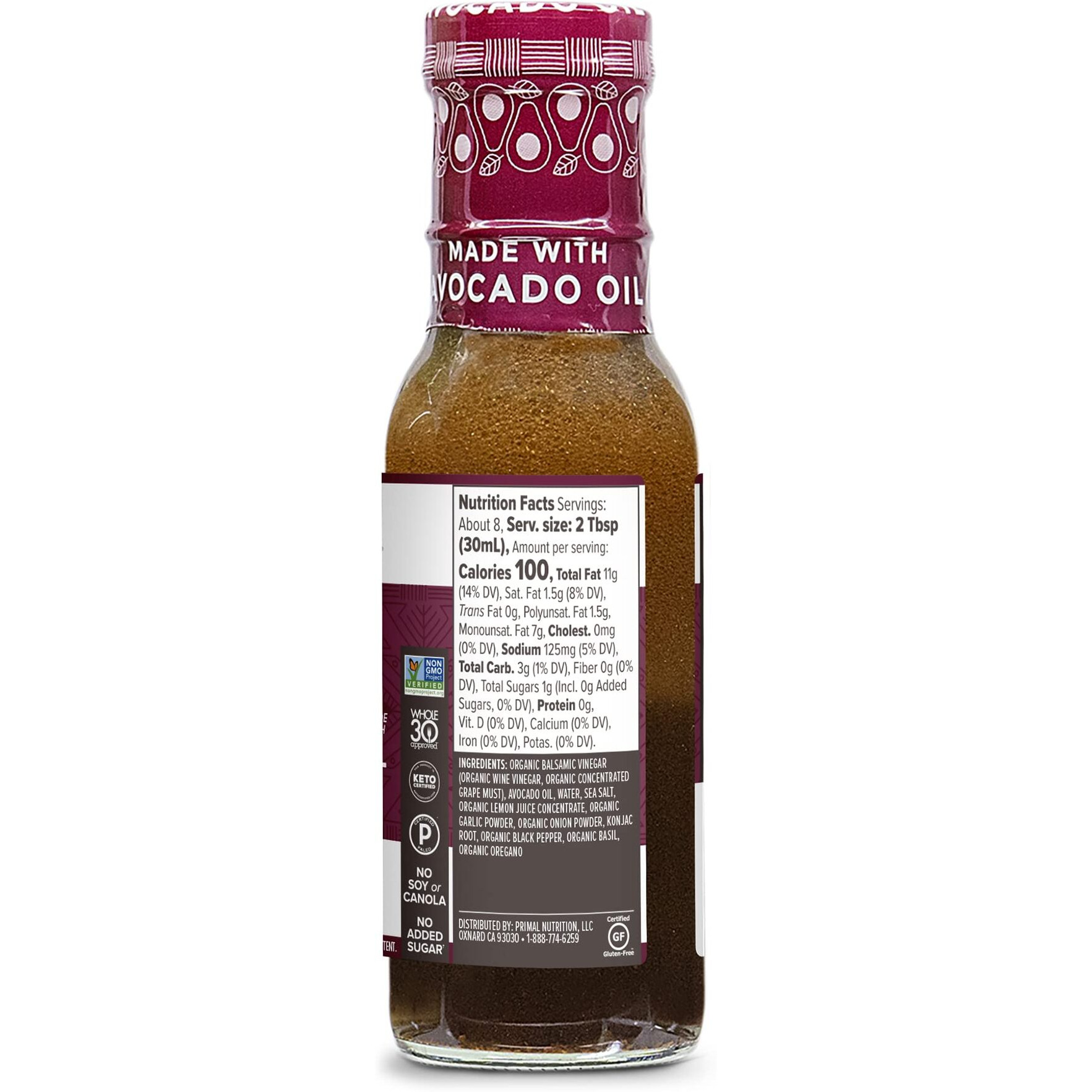 Primal Kitchen Balsamic Vinaigrette & Marinade Salad Dressing Made With Avocado Oil, Whole30 Approved, Certified Paleo, And Keto Certified, 8 Fluid Ounces