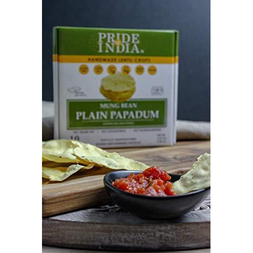 Pride Of India - Assorted Papadum Lentil Crisps - Plain, Salty & Spicy - Pack Of 6 (2 Boxes Per Flavor) - 6 * 3.53Oz (100Gm) Per 10 Count Box - Party Perfect, Lentil Chips, Gluten-Free, Healthy Snack