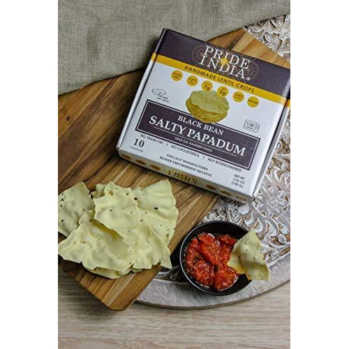 Pride Of India - Assorted Papadum Lentil Crisps - Plain, Salty & Spicy - Pack Of 6 (2 Boxes Per Flavor) - 6 * 3.53Oz (100Gm) Per 10 Count Box - Party Perfect, Lentil Chips, Gluten-Free, Healthy Snack