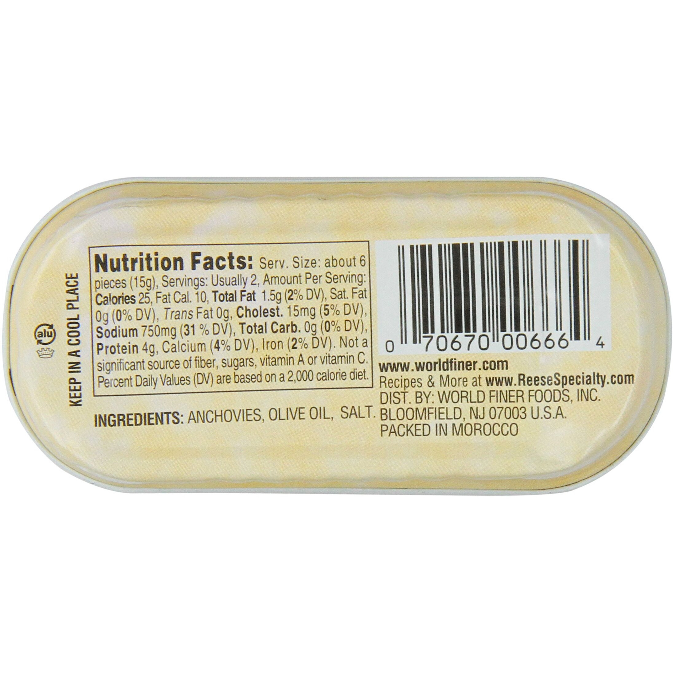 Reese Flat Anchovies, 2-Ounce, 10-Count Cans