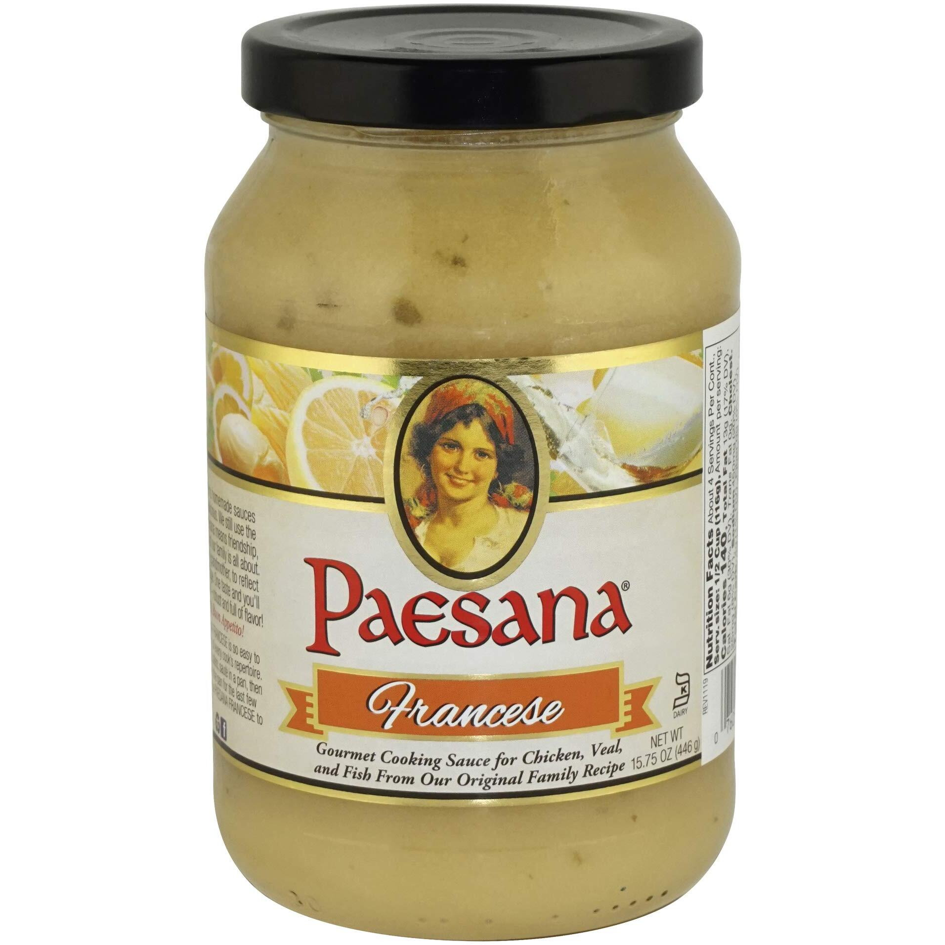 Paesana Francese Gourmet Cooking Sauce - Simmer Sauce Made With White Wine - Great With Chicken Or Veal, Fish. Kosher Dairy. 15.75 Oz. Jar - Packed In Usa (6 Pack)