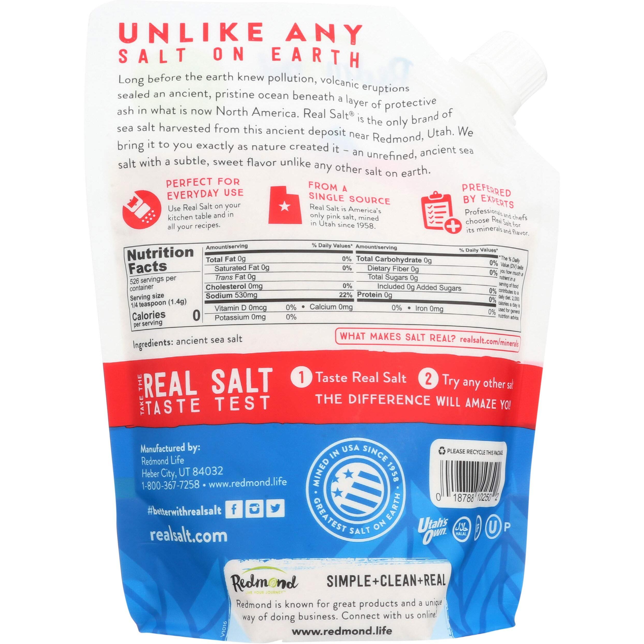 Redmond Real Salt - Ancient Fine Sea Salt, Unrefined Mineral Salt, 26 Ounce Pouch (3 Pack)