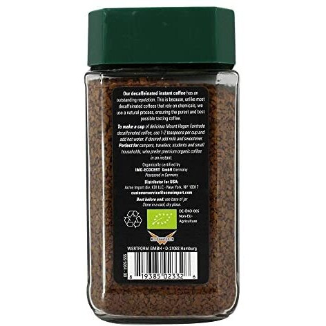 Mount Hagen 3.53Oz Organic Freeze Dried Instant Decaf Coffee | Eco-Friendly, Fair-Trade Decaffeinated Coffee, Made From Organic Medium Roast Arabica Beans [3.53Oz Jar]