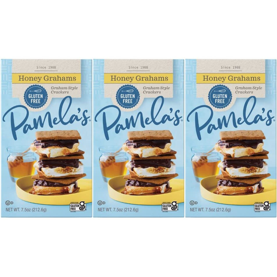 Pamela's Products - Graham Style Crackers - Honey - 7.5 Oz.- Pack Of 3