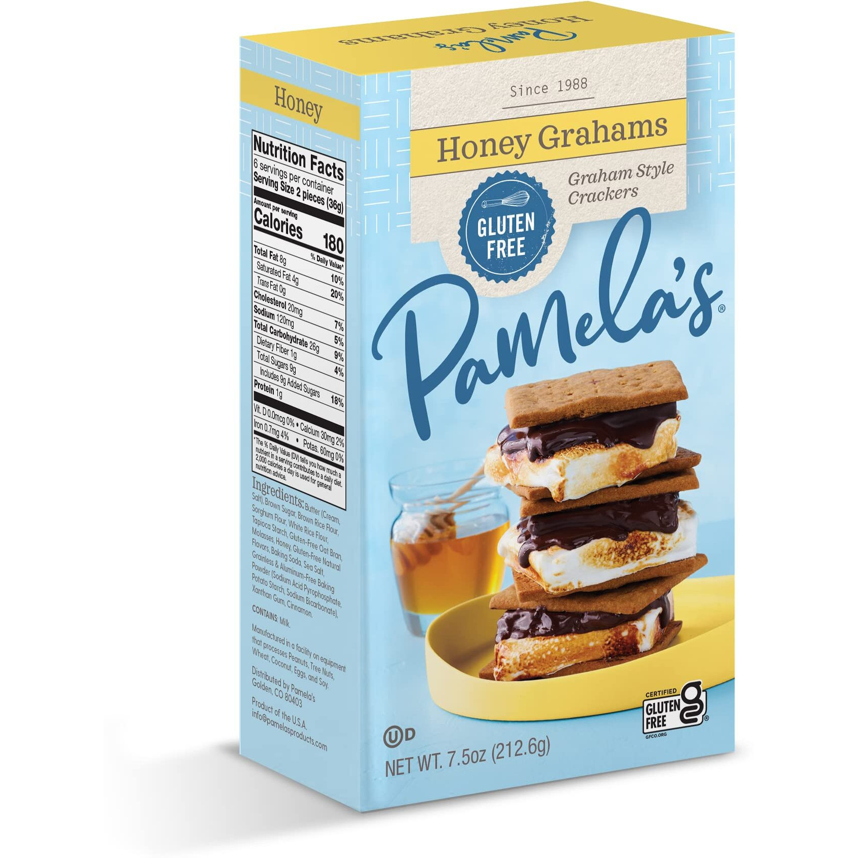 Pamela's Products - Graham Style Crackers - Honey - 7.5 Oz.- Pack Of 3