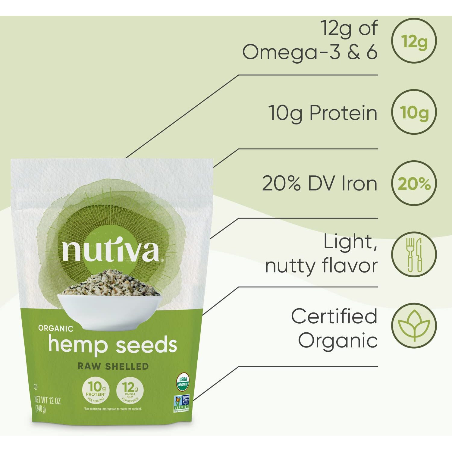 Nutiva Organic Shelled Hemp Seed, 19 Ounce, Usda Organic, Non-Gmo, Non-Bpa, Whole 30 Approved, Vegan, Gluten-Free & Keto, 10G Plant Protein And 12G Omegas Per Serving For Salads, Smoothies & More