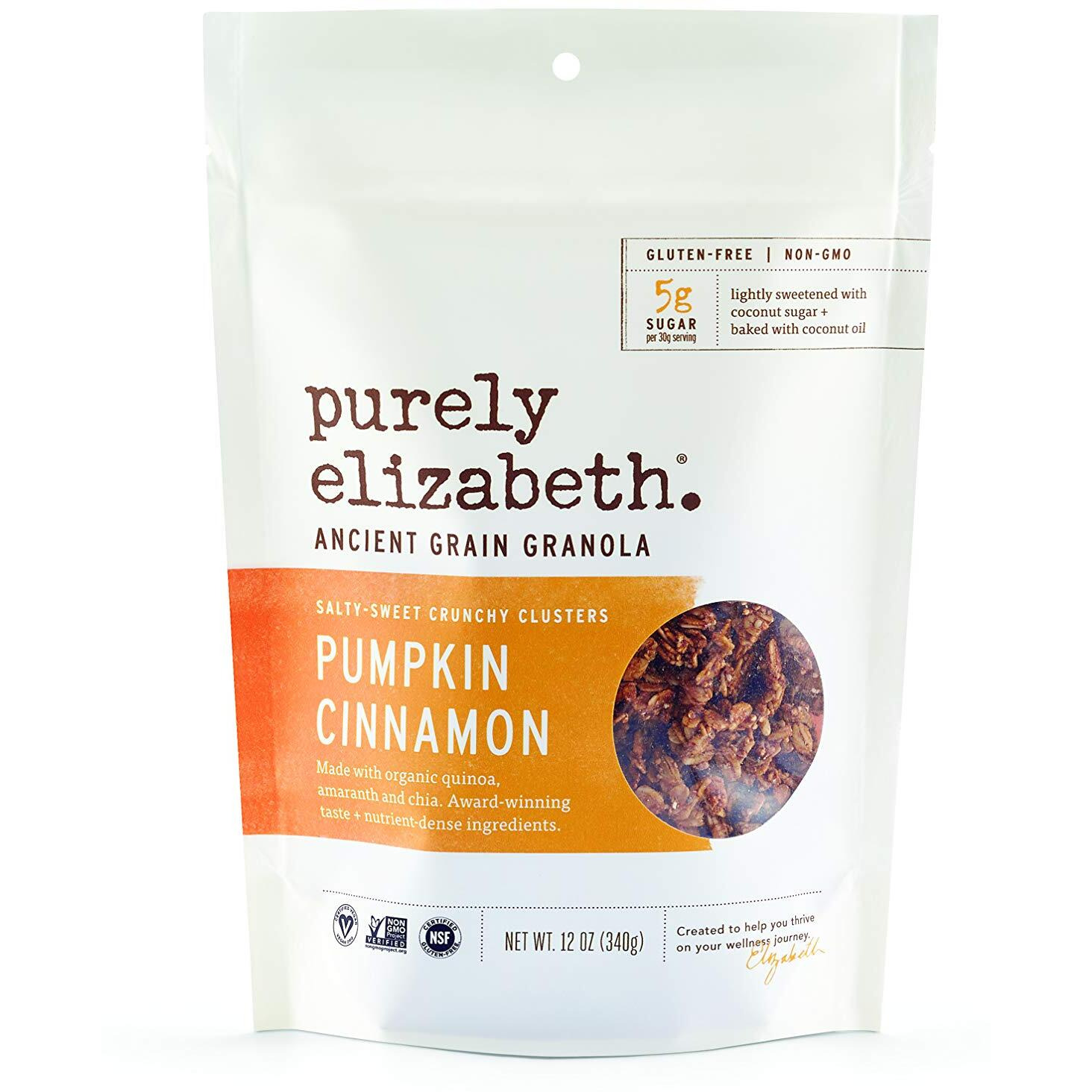 Purely Elizabeth Ancient Grain Granola - Gluten-Free, Vegan & Non-Gmo | Certified Organic | Baked With Coconut Oil | Pumpkin Cinnamon - 12Oz