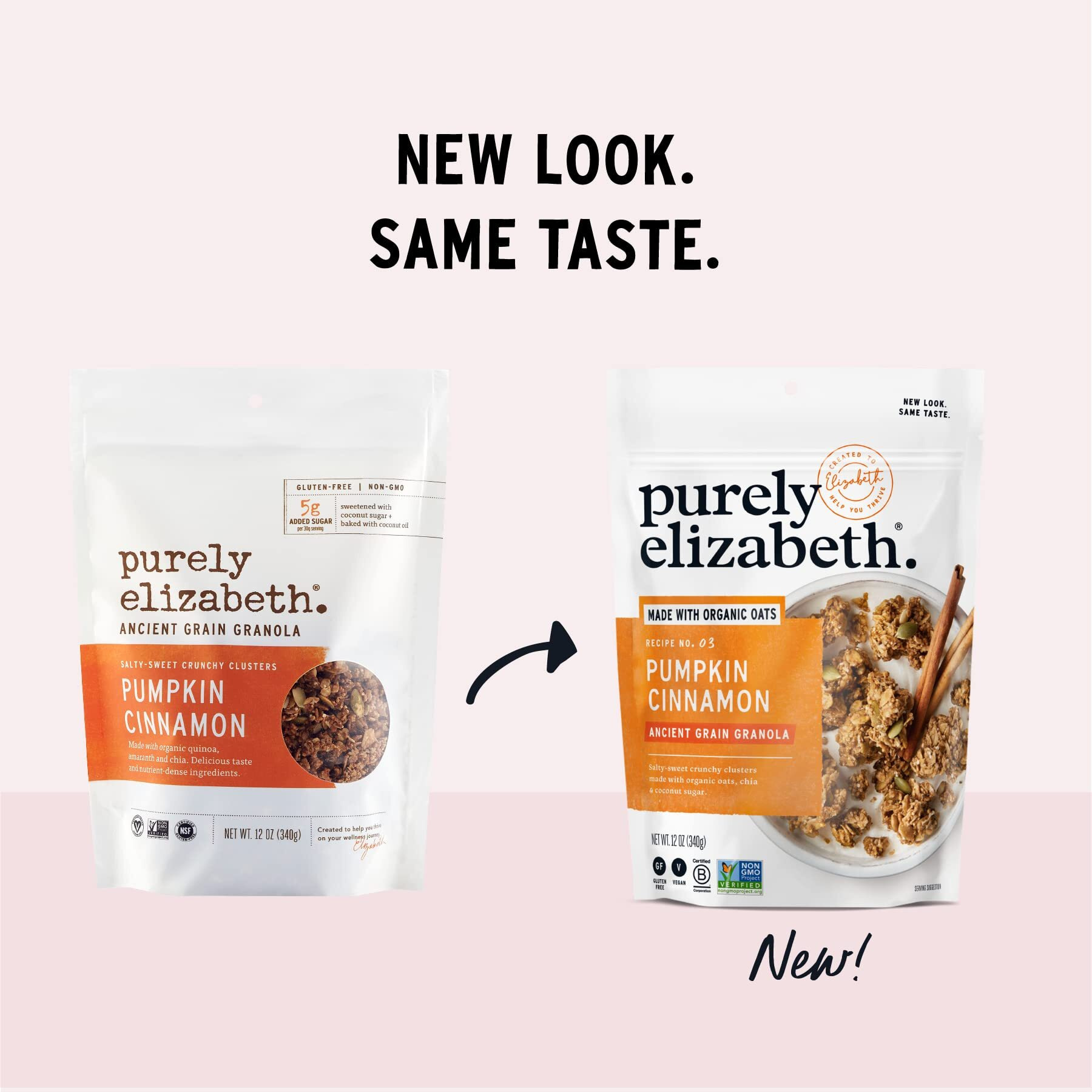 Purely Elizabeth Ancient Grain Granola - Gluten-Free, Vegan & Non-Gmo | Certified Organic | Baked With Coconut Oil | Pumpkin Cinnamon - 12Oz