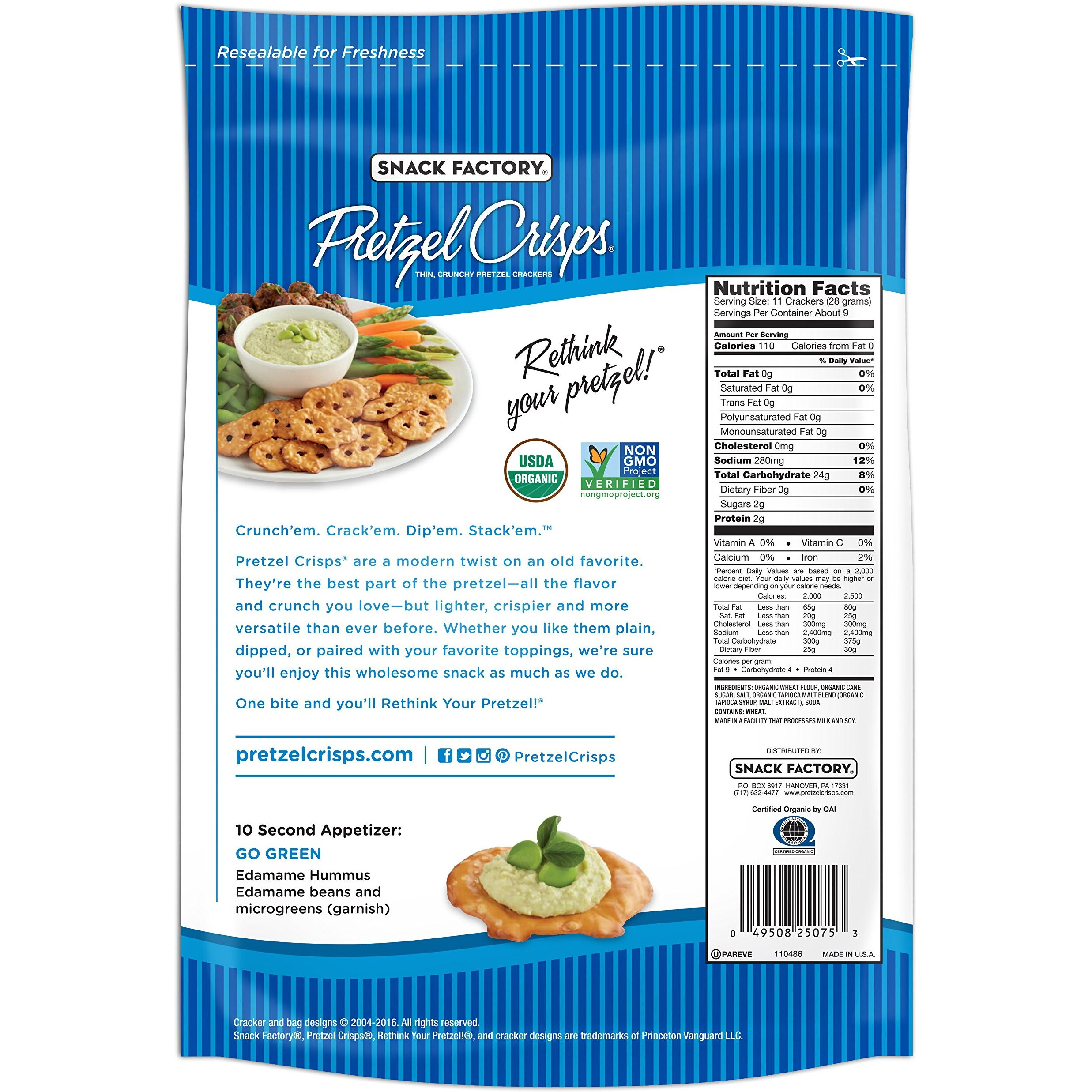 Snack Factory Pretzel Crsp Original Org 9.35 Oz