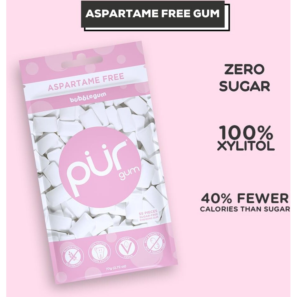 Pur Gum Gum Bubblegum Bag 55 Count (Pack Of 3)