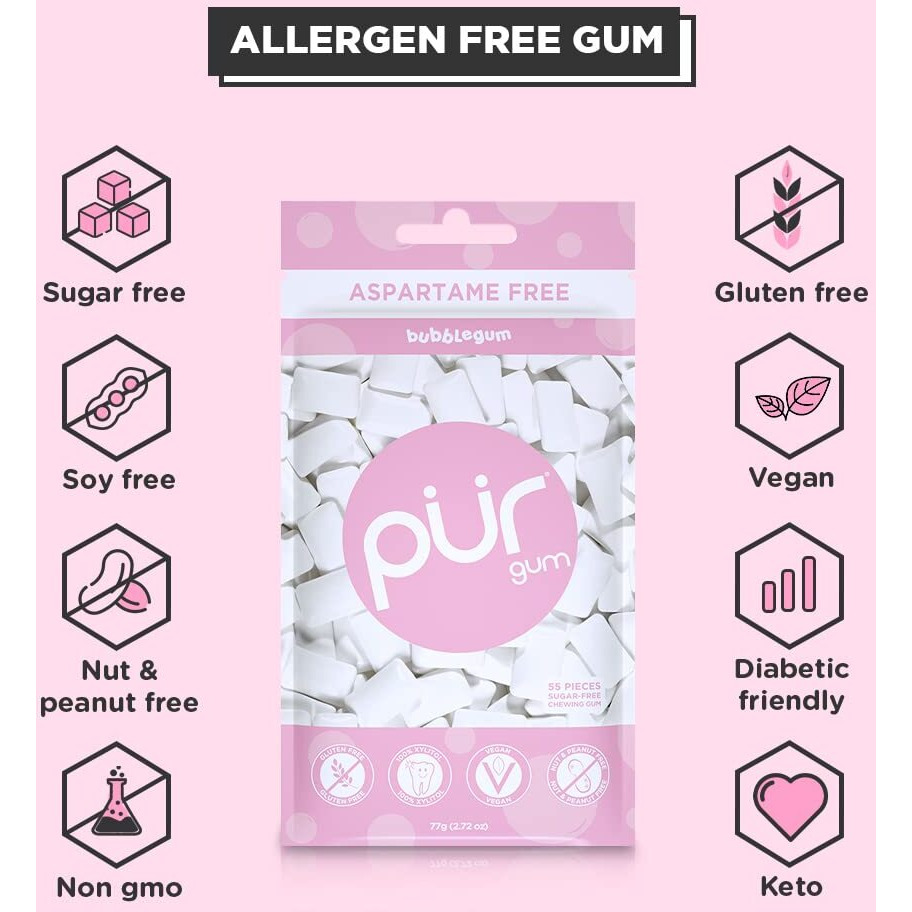 Pur Gum Gum Bubblegum Bag 55 Count (Pack Of 3)