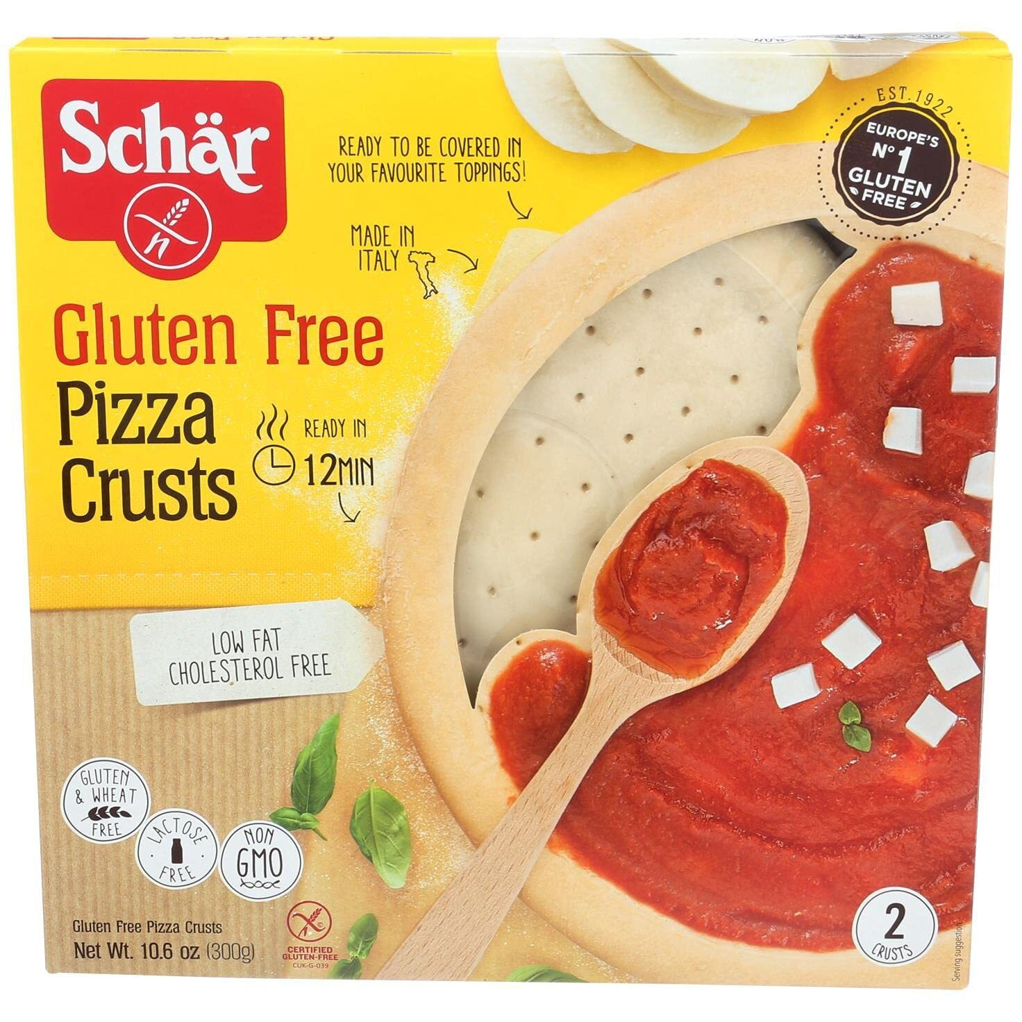 Schar - Pizza Crust - Certified Gluten Free - No Gmo's, Wheat Or Lactose- (2 - 5.3 Oz) 4 Pack