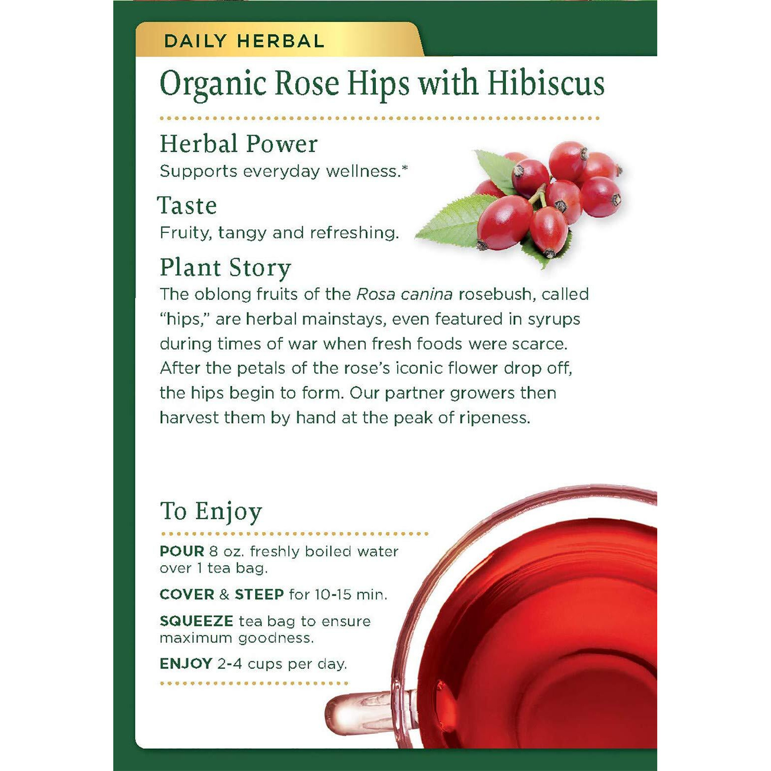 Traditional Medicinals Tea, Organic Rose Hips & Hibiscus, Supports Everyday Wellness, 96 Tea Bags (6 Pack)