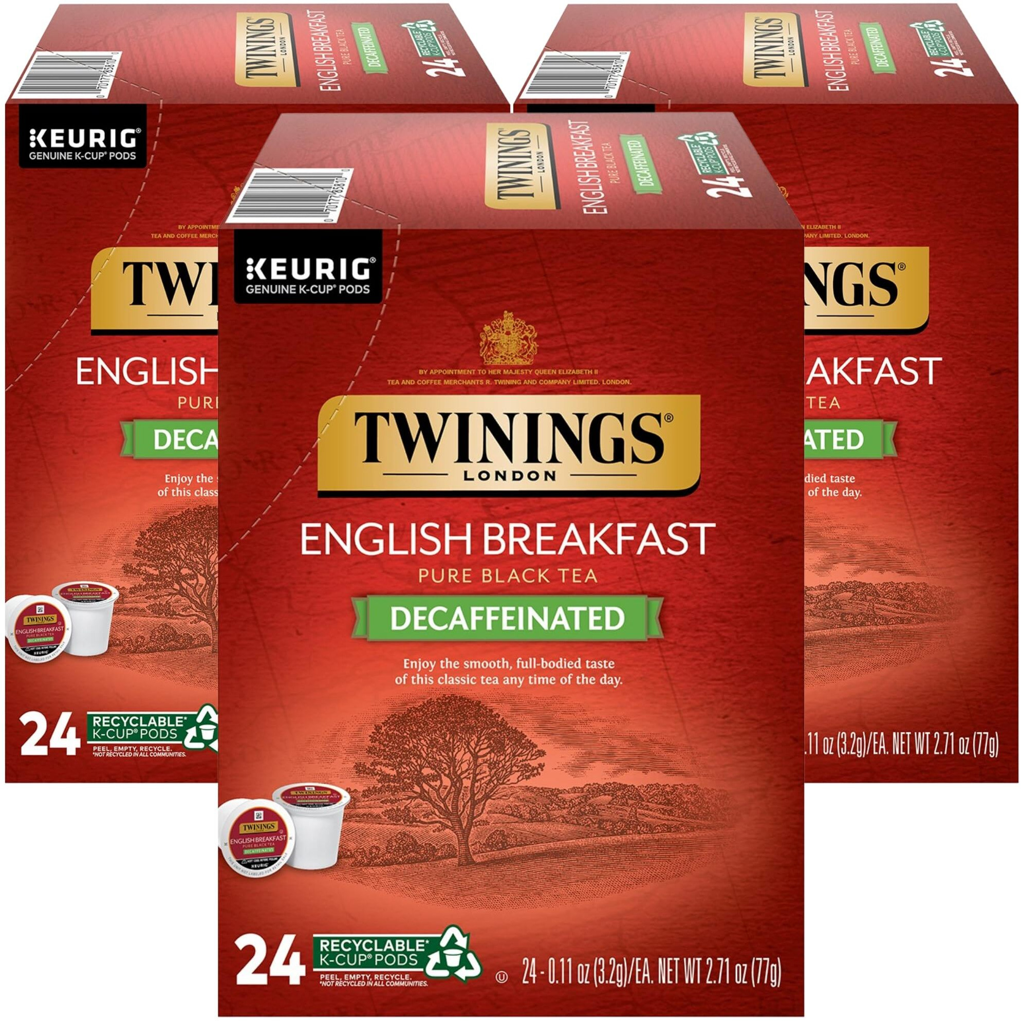 Twinings English Breakfast Tea K-Cups, Decaffeinated Black Tea - Lively And Refreshing Decaf Tea K-Cups For Keurig, 24 Count (Pack Of 3)
