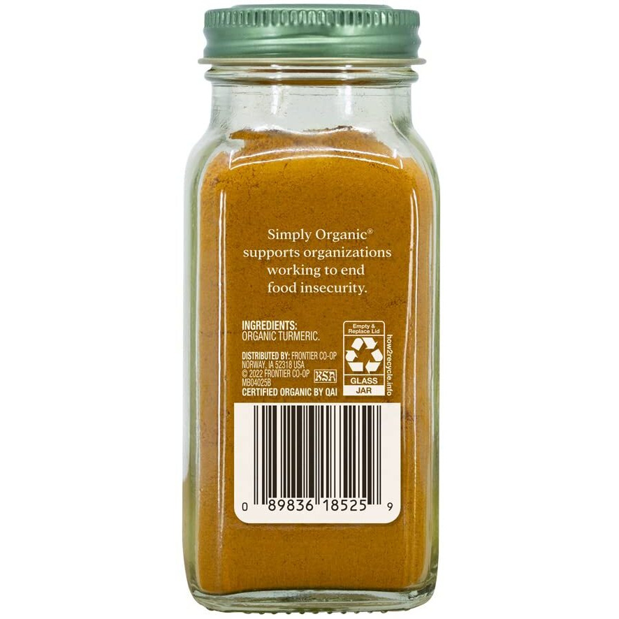 Simply Organic Ground Turmeric Root, Certified Organic | 2.38 Oz | Pack Of 2 | Curcuma Longa L.